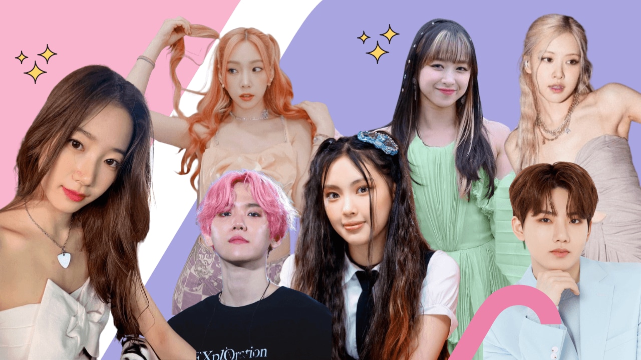 kompilasi k-pop idol dengan rambut berwarna