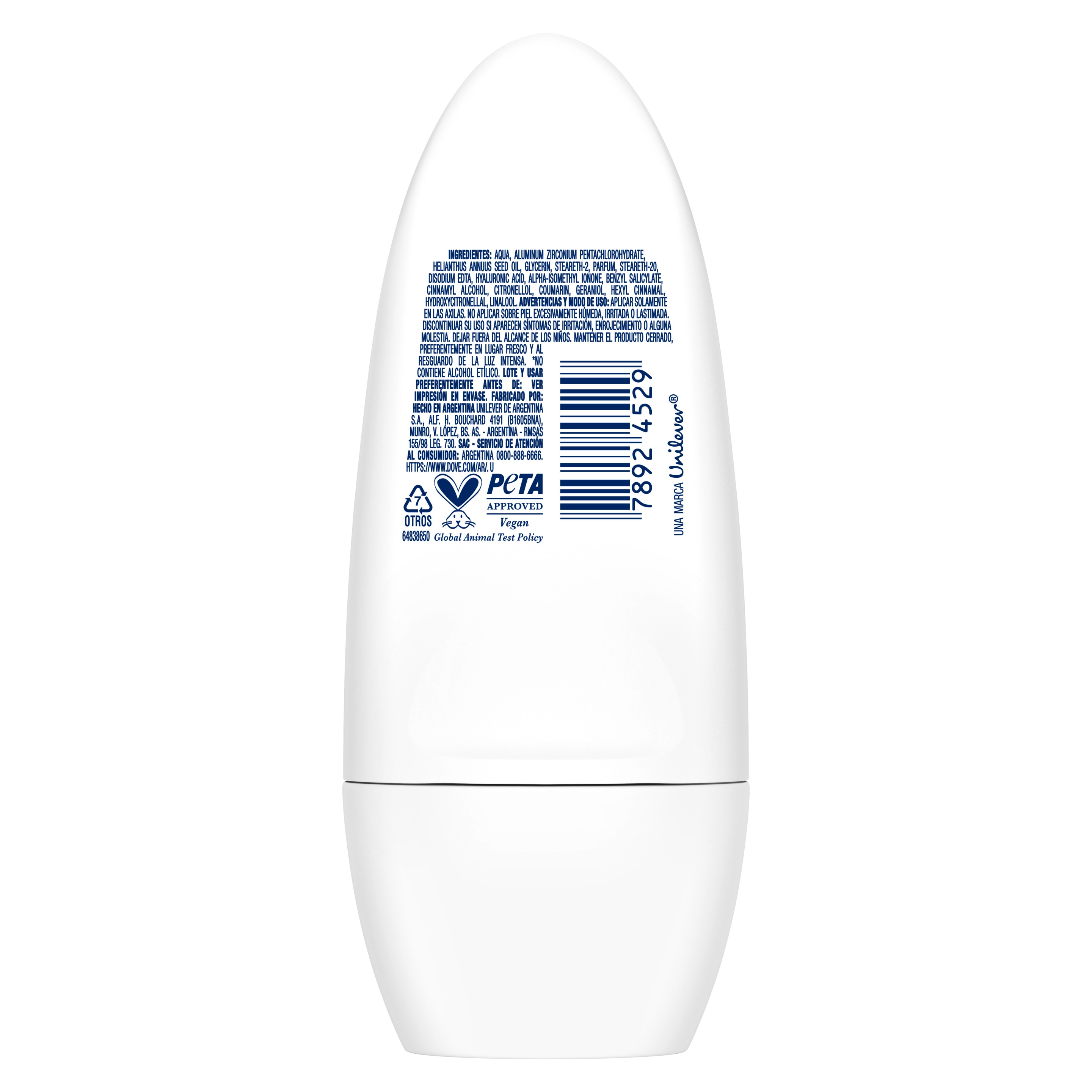 Antitranspirante en Roll On Dove Invisible Care