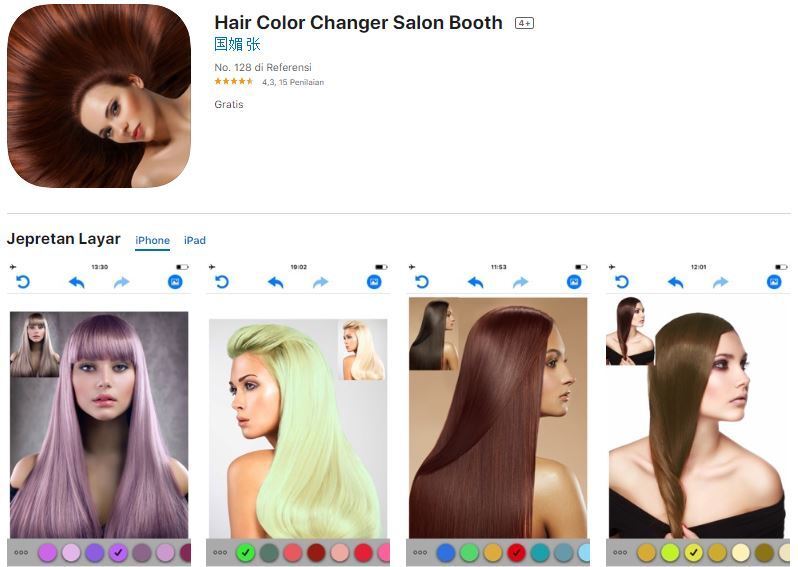 Aplikasi Hair Color Changer Salon Booth