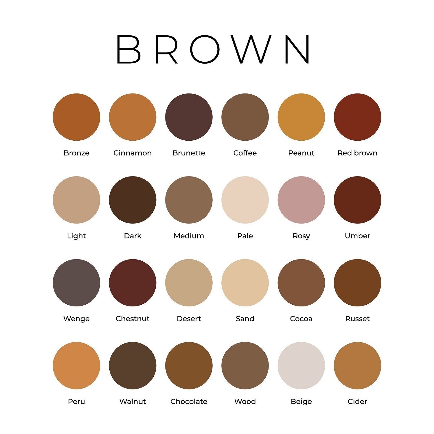 Shades of brown colour