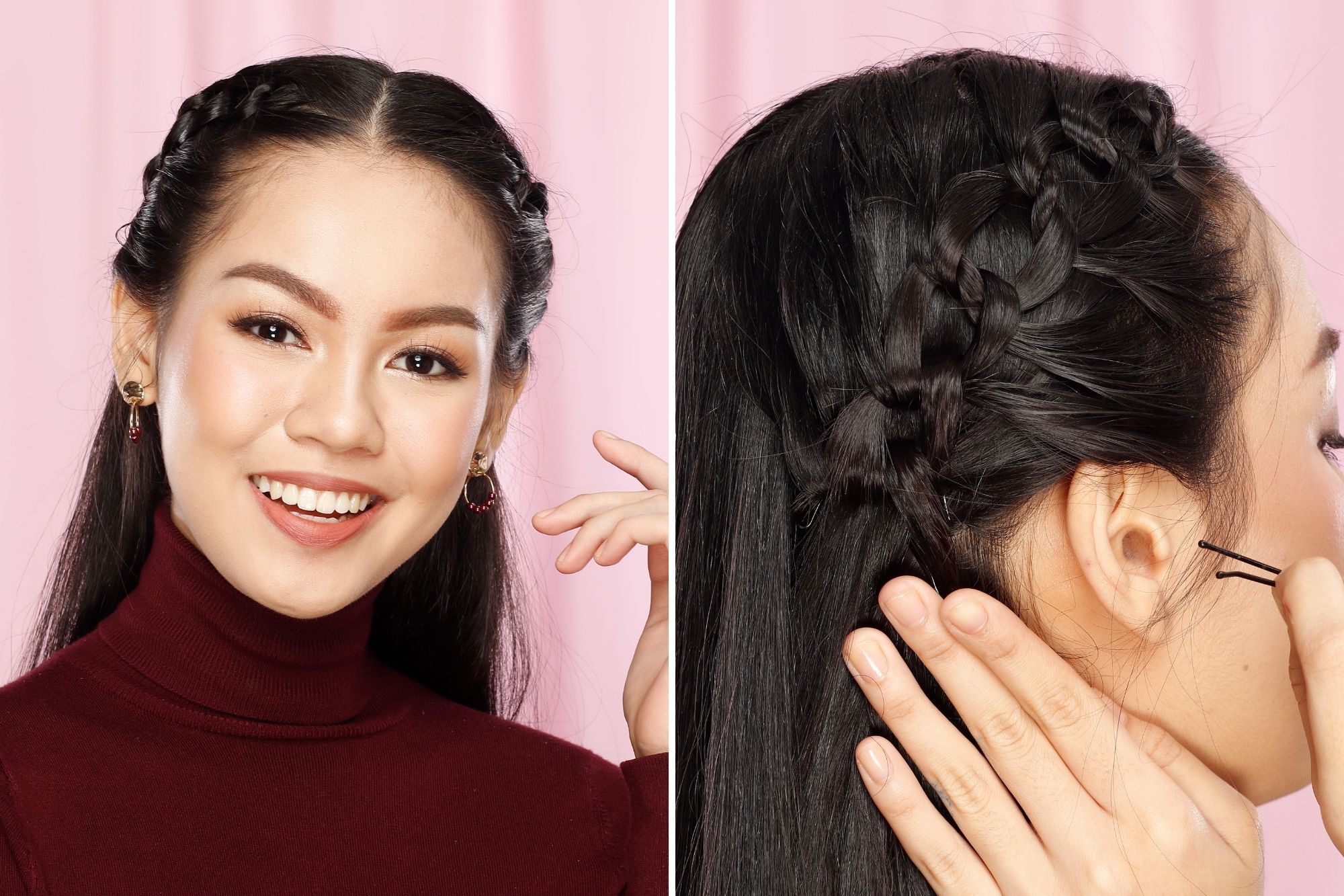 wanita asia dengan rambut panjang dikepang