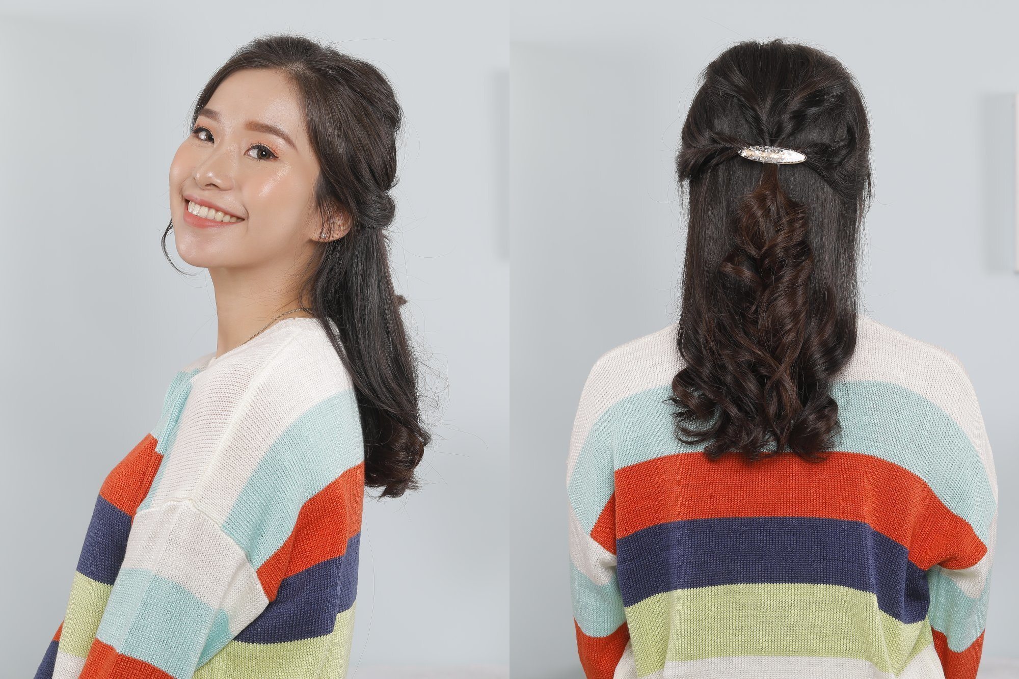 wanita asia dengan rambut panjang