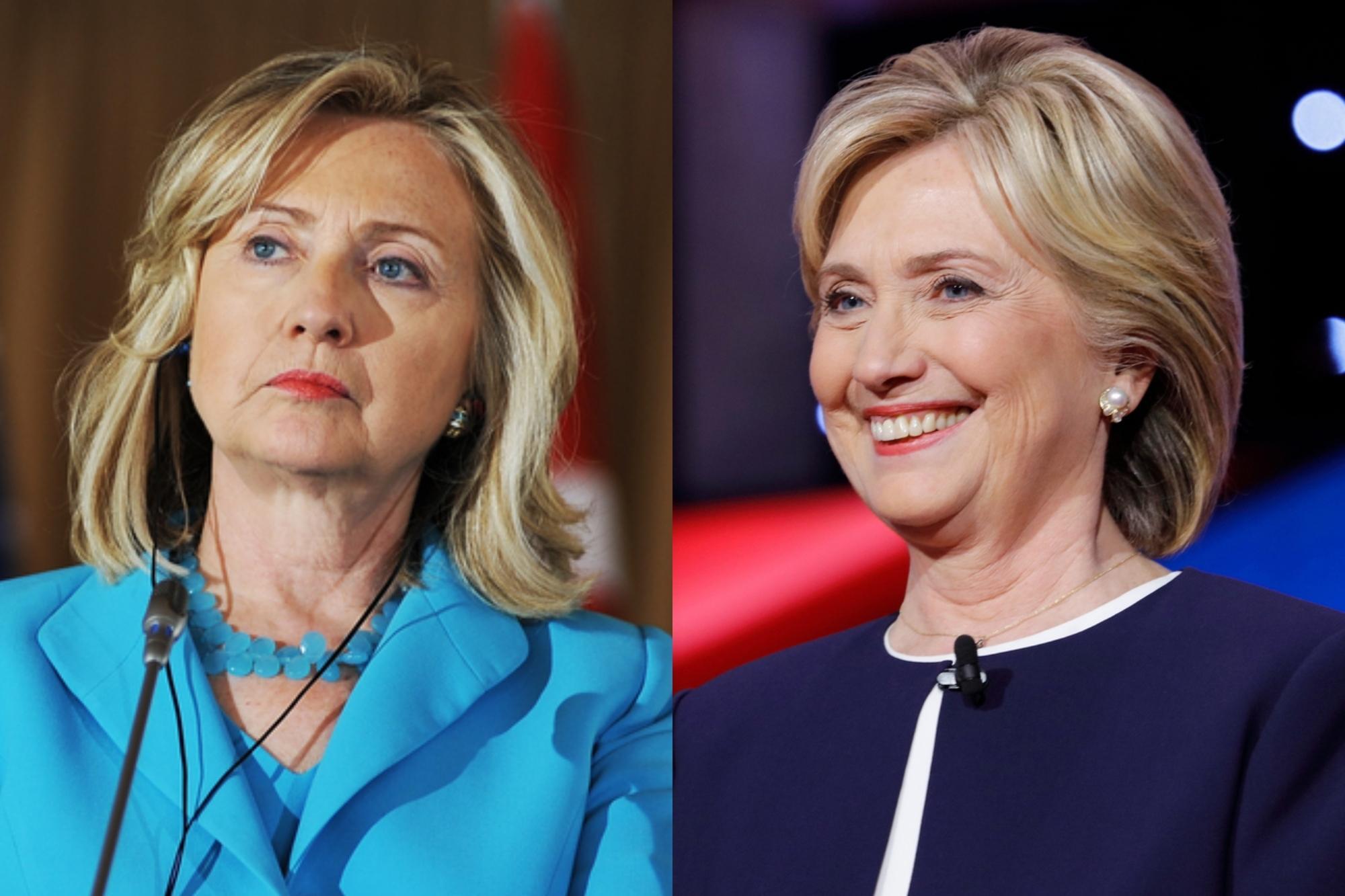 hillary clinton dengan model rambut pendek yang sesuai dengan wanita karier
