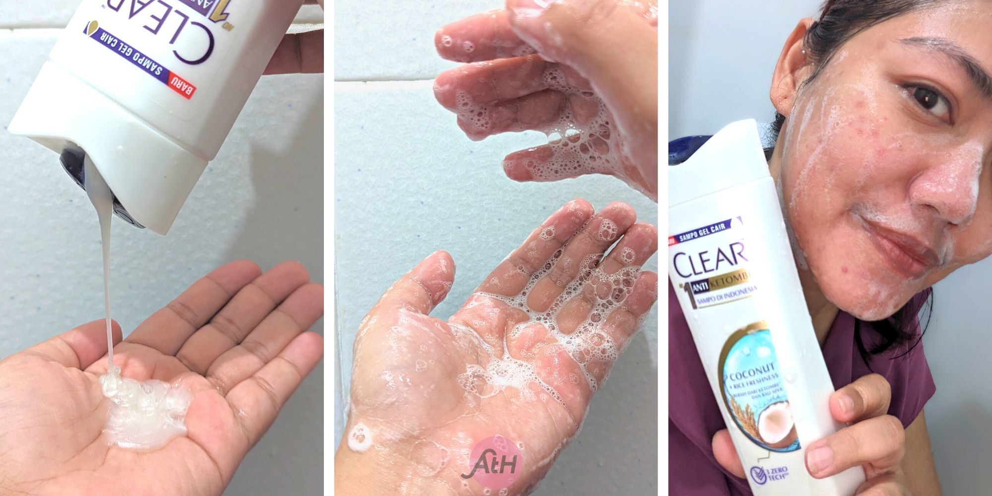 langkah menggunakan shampoo ketombe sebagai pembersih wajah