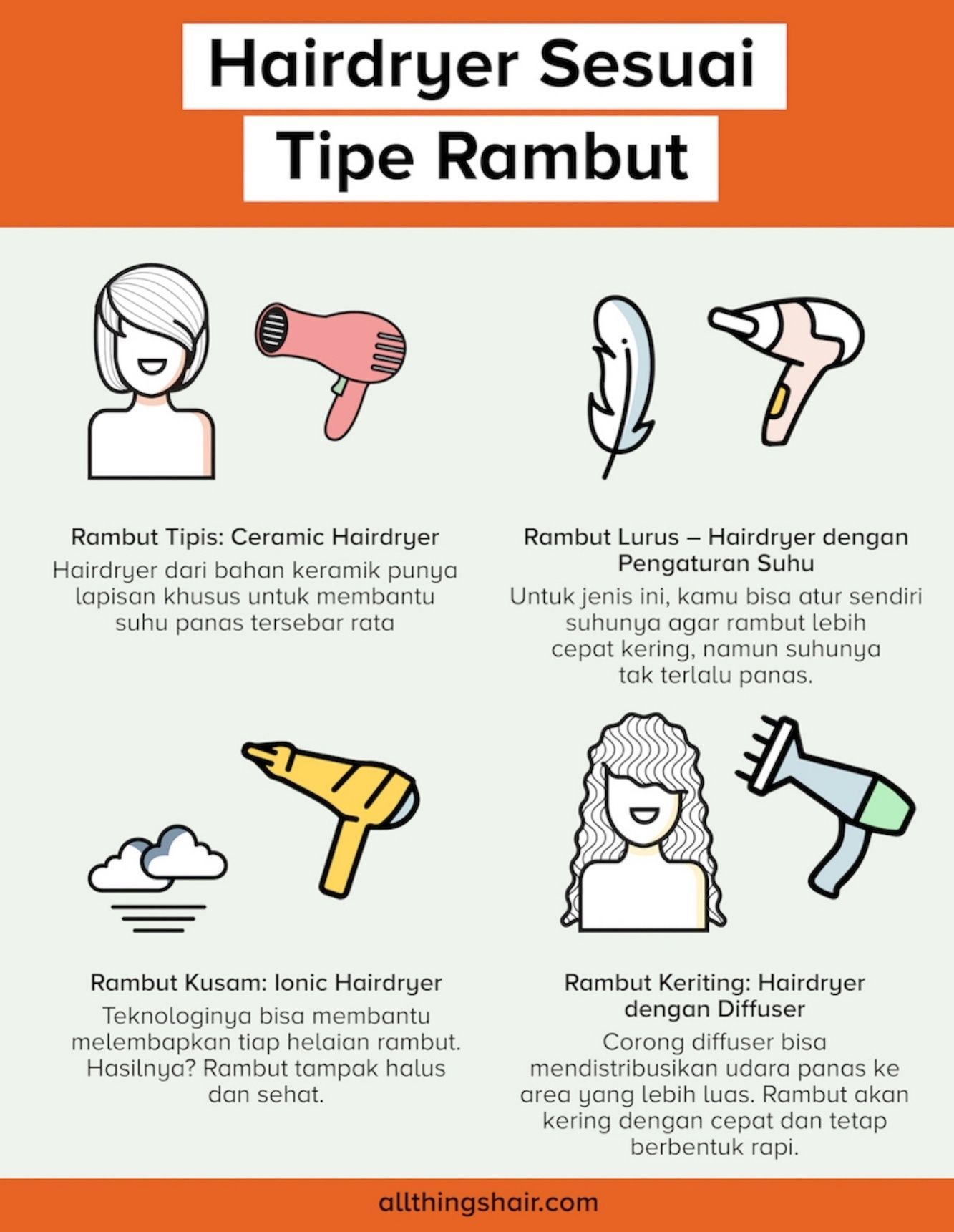 Jenis-jenis hairdryer untuk semua tipe rambut