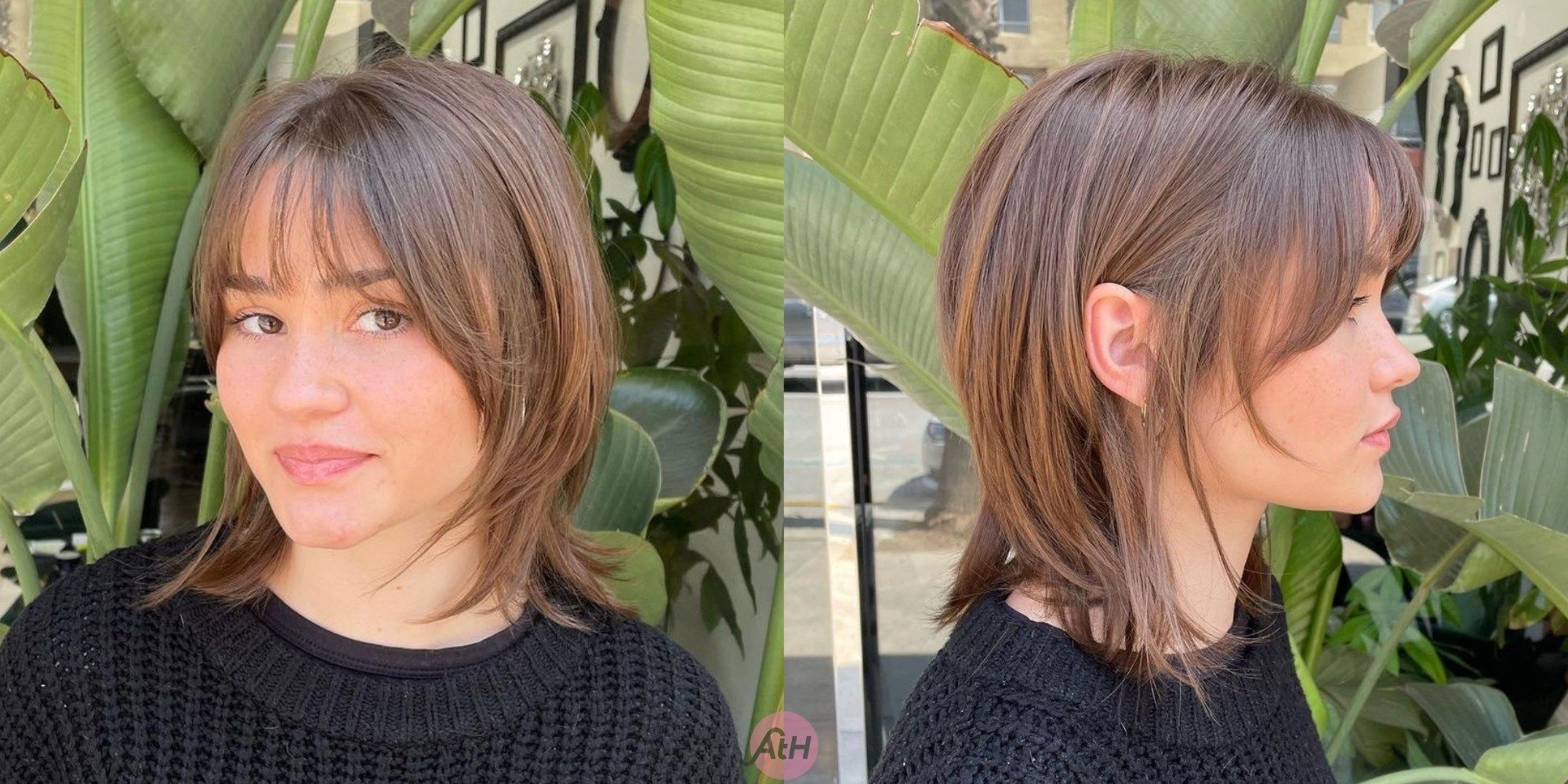 Alt image text: Wanita dengan rambut pendek layer model hush cut