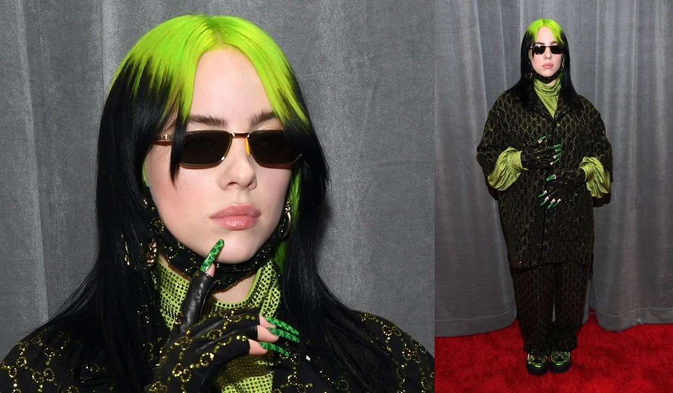 Billie Eilish meng-mbro akar rambutnya dengan warna hijau neon di Grammys 2020. (Foto: Getty Images)