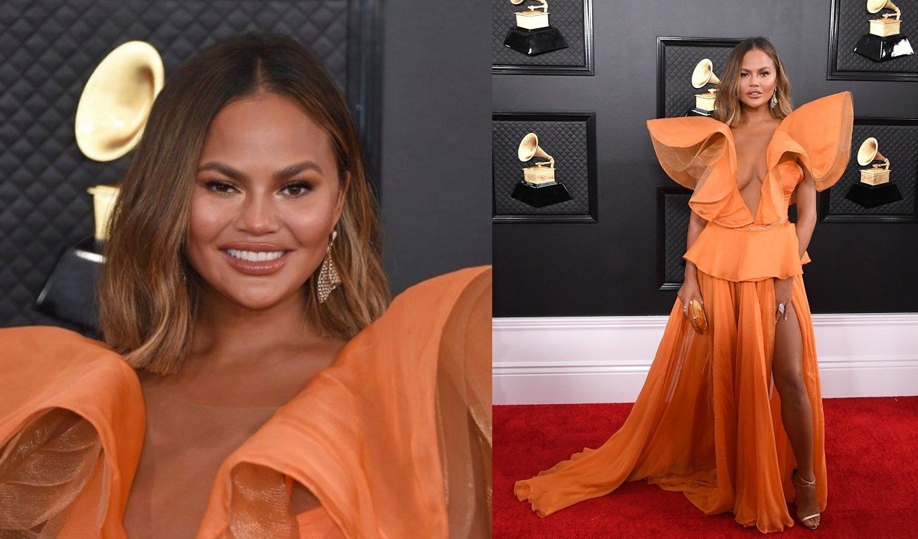 Chrissy Teigen memilih model rambut messy short bob. (Foto: Getty Images)