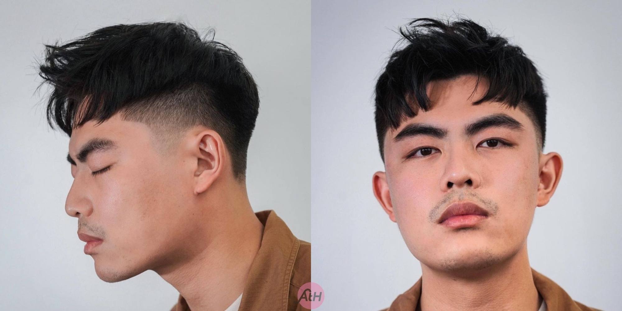 pria asia dengan rambut dicukur fade