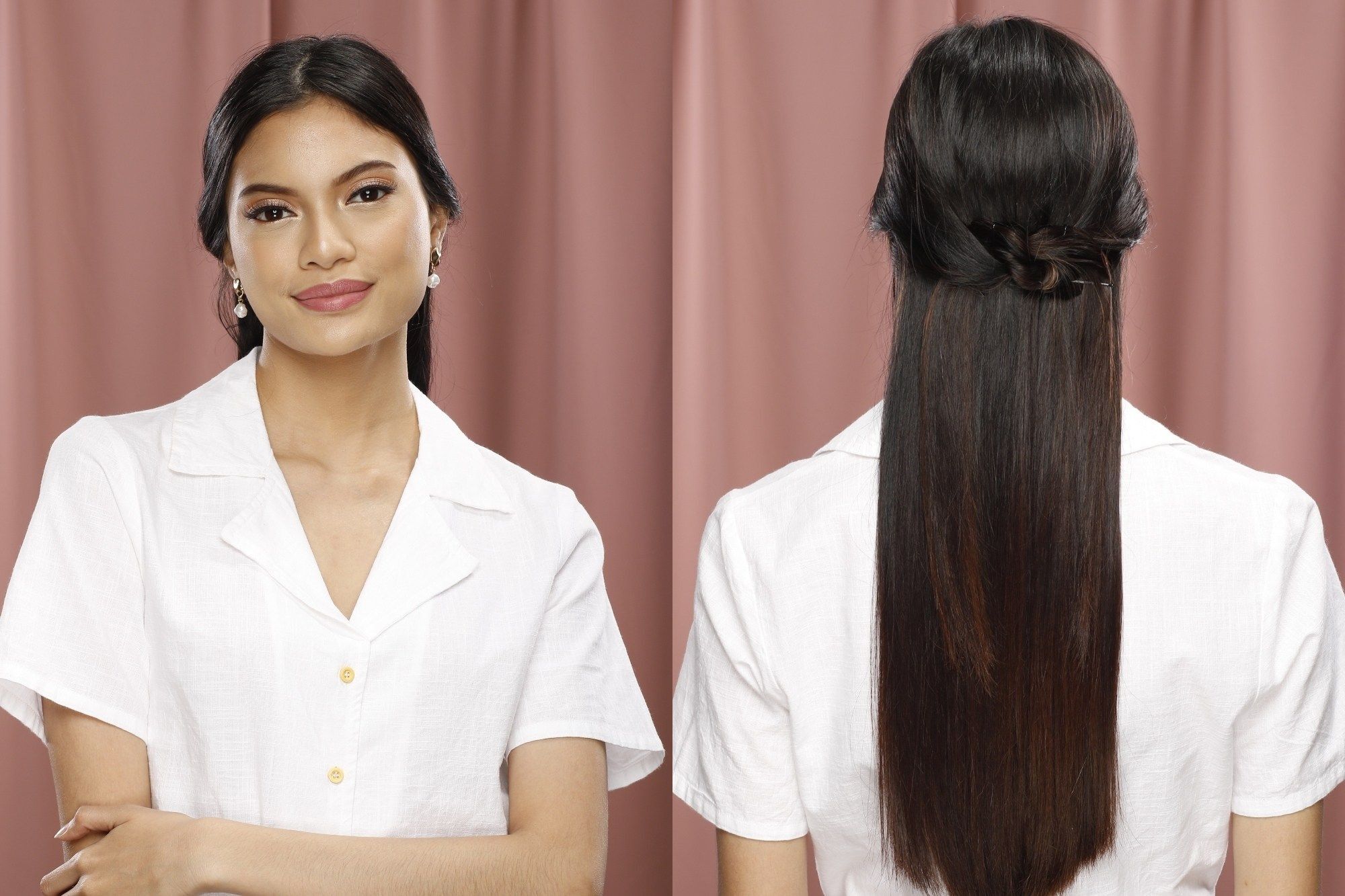 wanita asia dengan rambut panjang