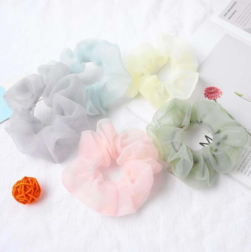 Scrunchies bening berbahan organza berwarna pastel. (Foto: Amazon) 