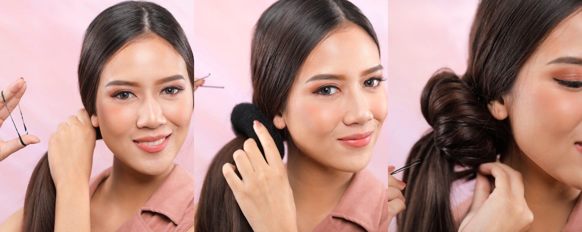 Tutorial donut bun untuk tatanan rambut simple
