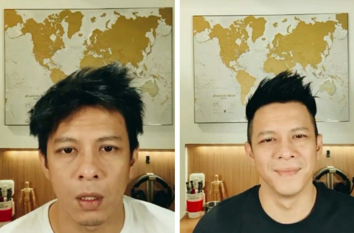 Hasil cukur rambut sendiri di rumah, gantengnya maksimal! (Foto: Instagram/@arielnoah)