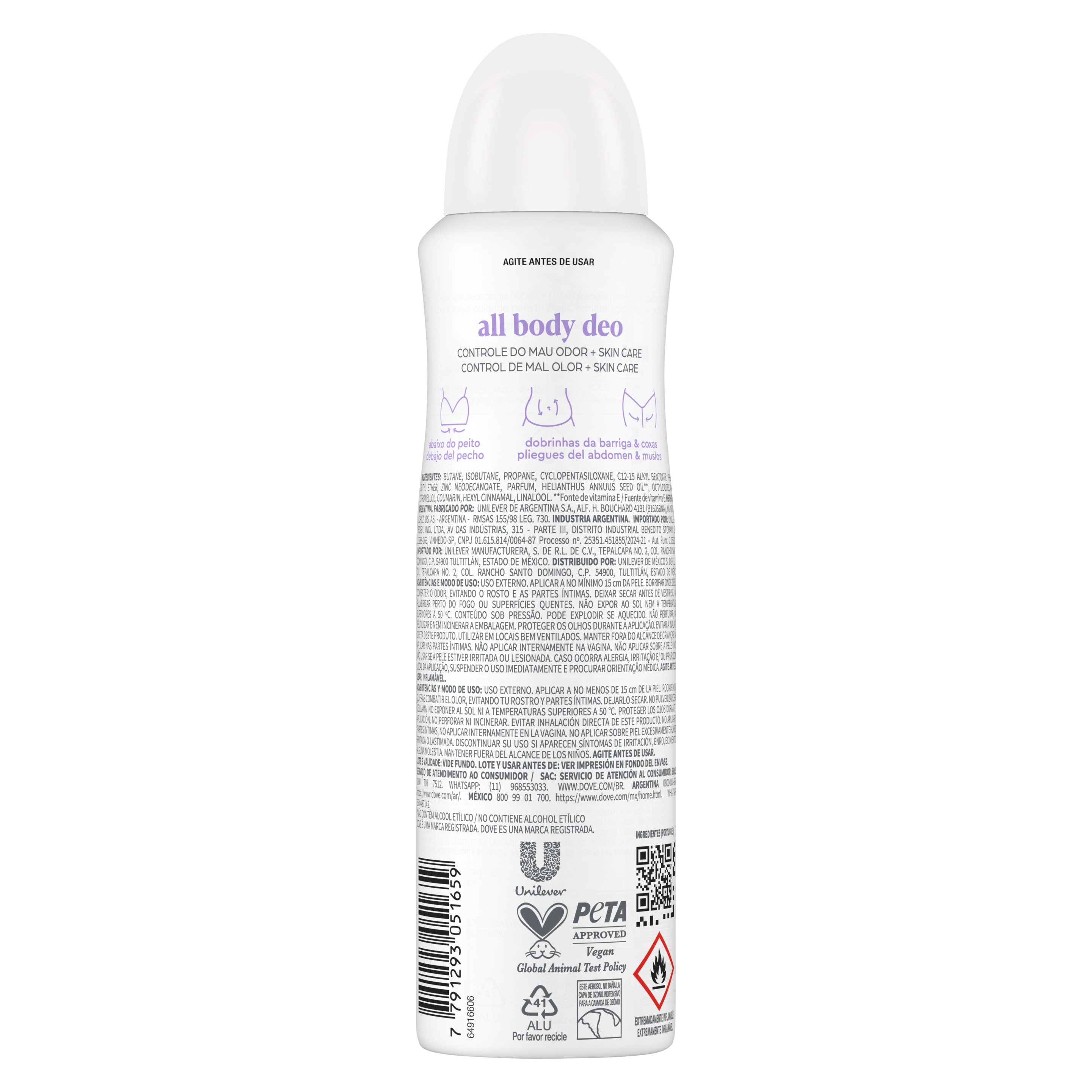 Desodorante Corporal en Aerosol Dove All Body Deo Lavender & Camomile 150ml