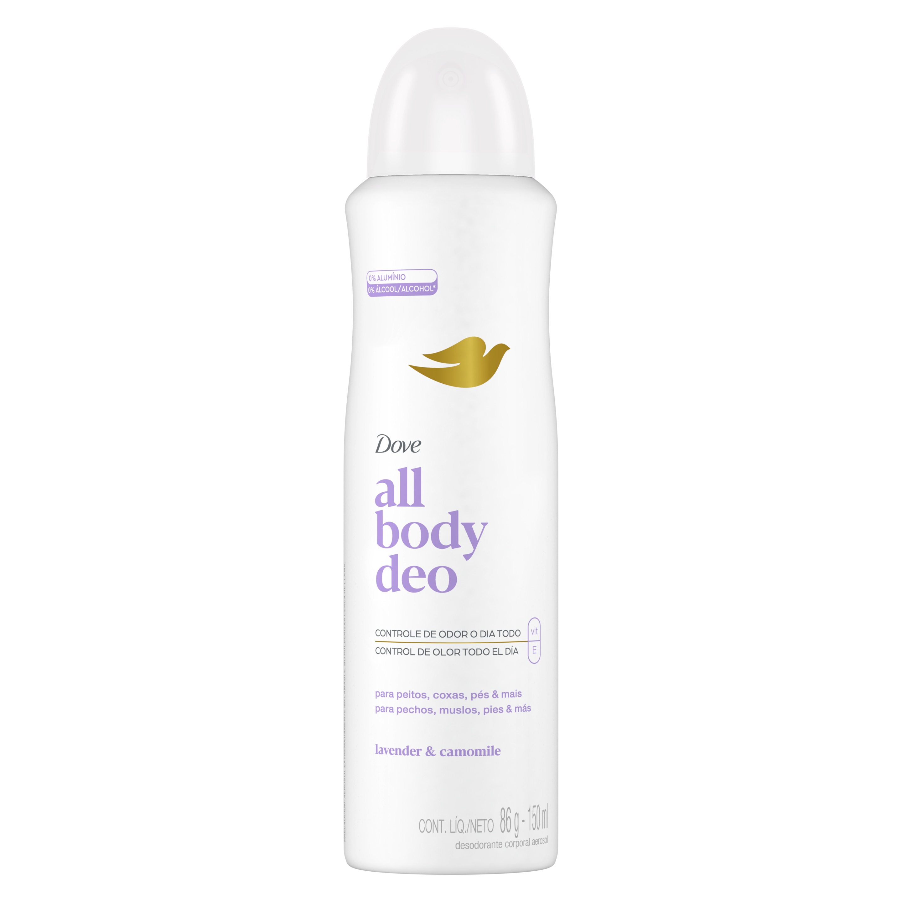 Dove® All Body Deo Lavender en Aerosol – Frescura y protección para todo tu cuerpo. packshot