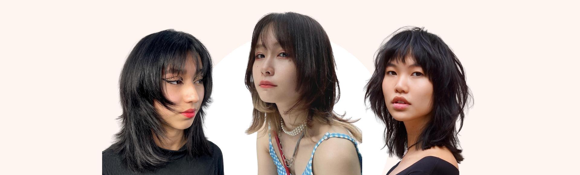 Kumpulan wanita Asia dengan gaya rambut wolf cut.