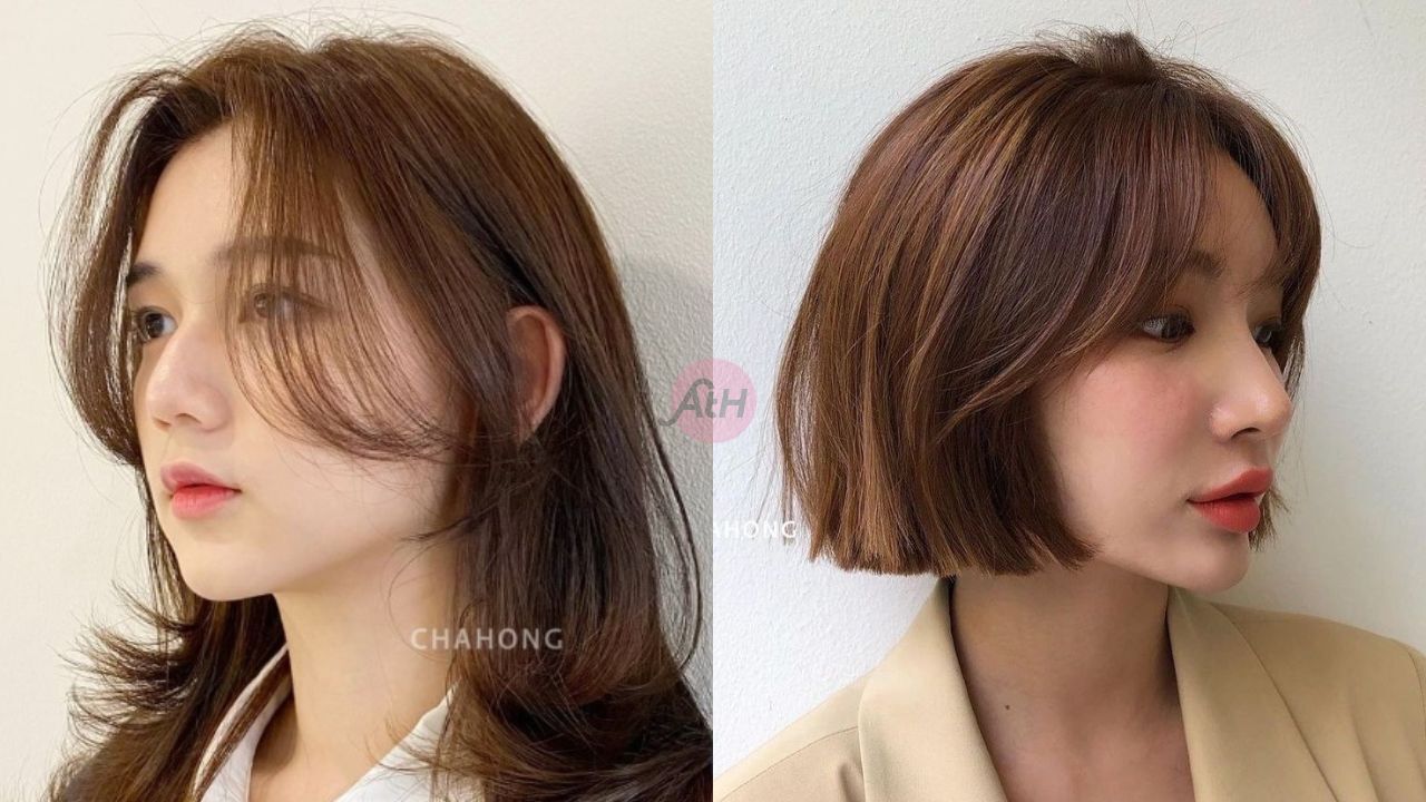 wanita asia dengan poni curtain bangs