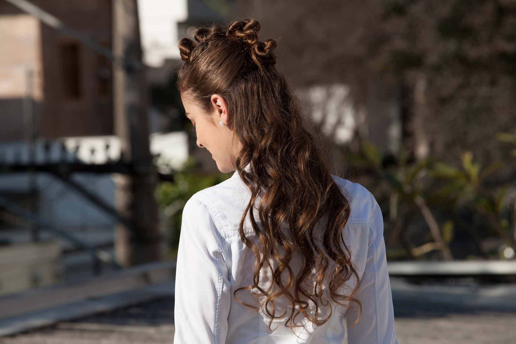 rambut keriting gantung four buns