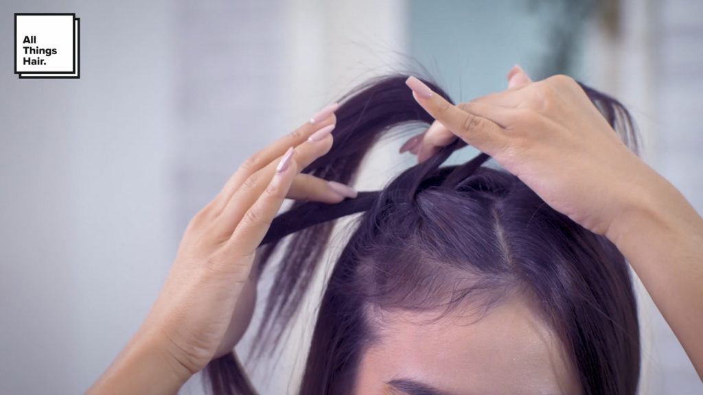 Dinda maulina mengepang rambut gaya french braid - double french braid ponytail