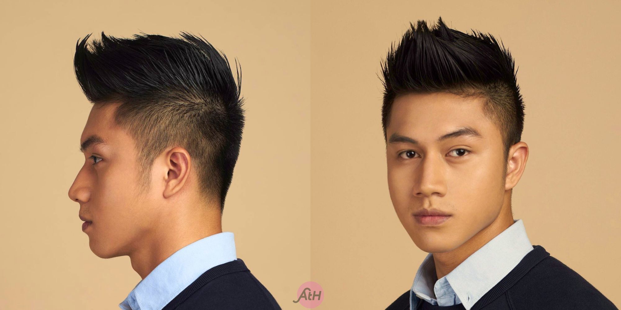 pria indonesia dengan gaya rambut faux hawk