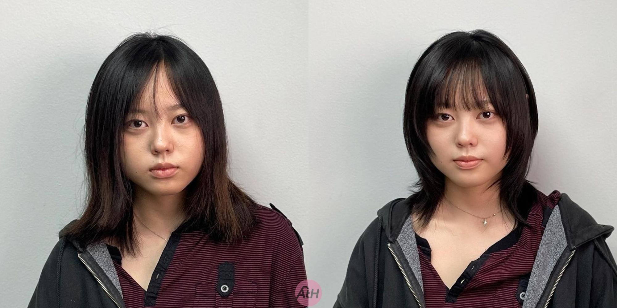 wanita asia dengan wajah bulat dan poni tipis a la korea