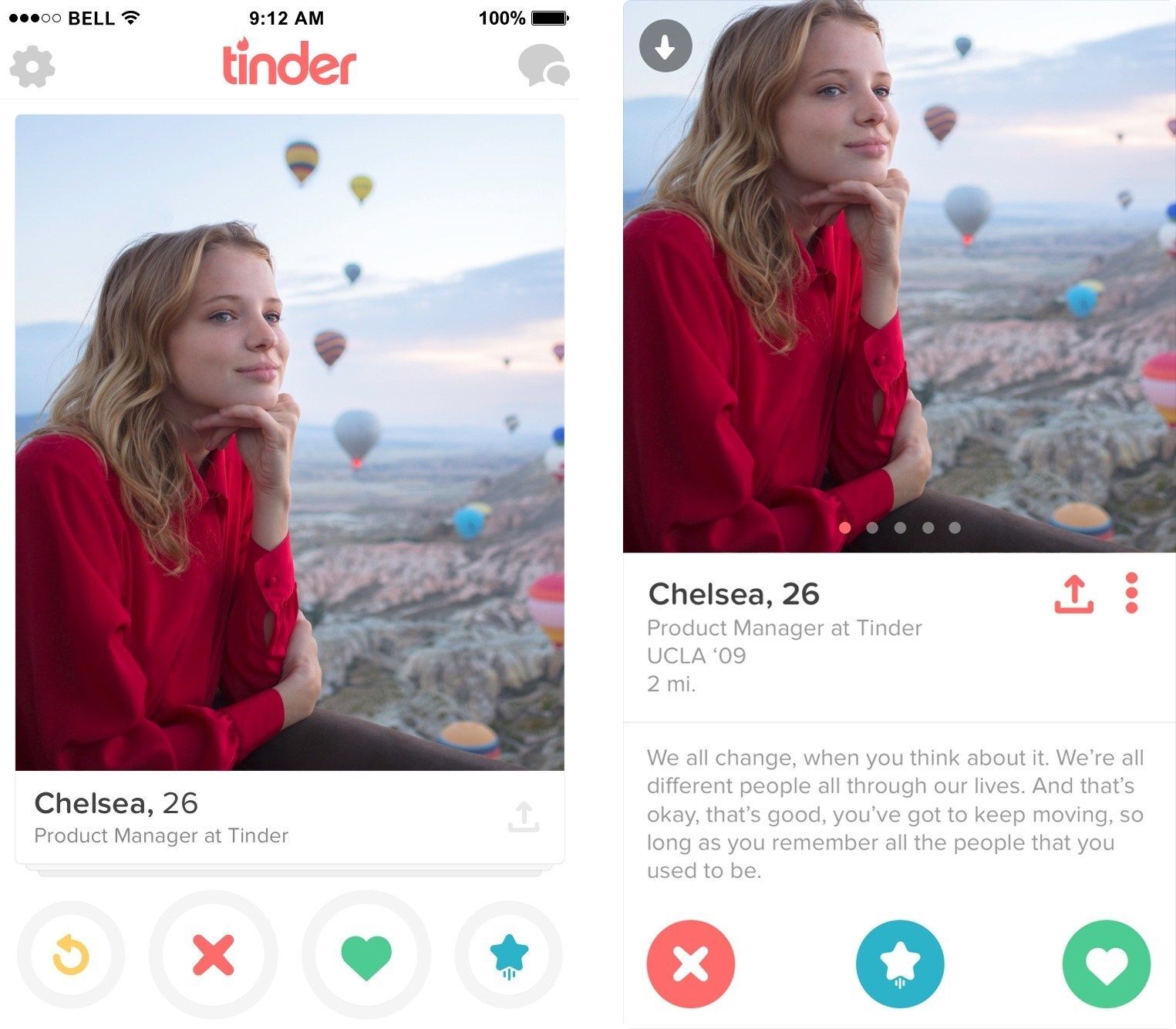 Contoh aplikasi tinder pada handphone