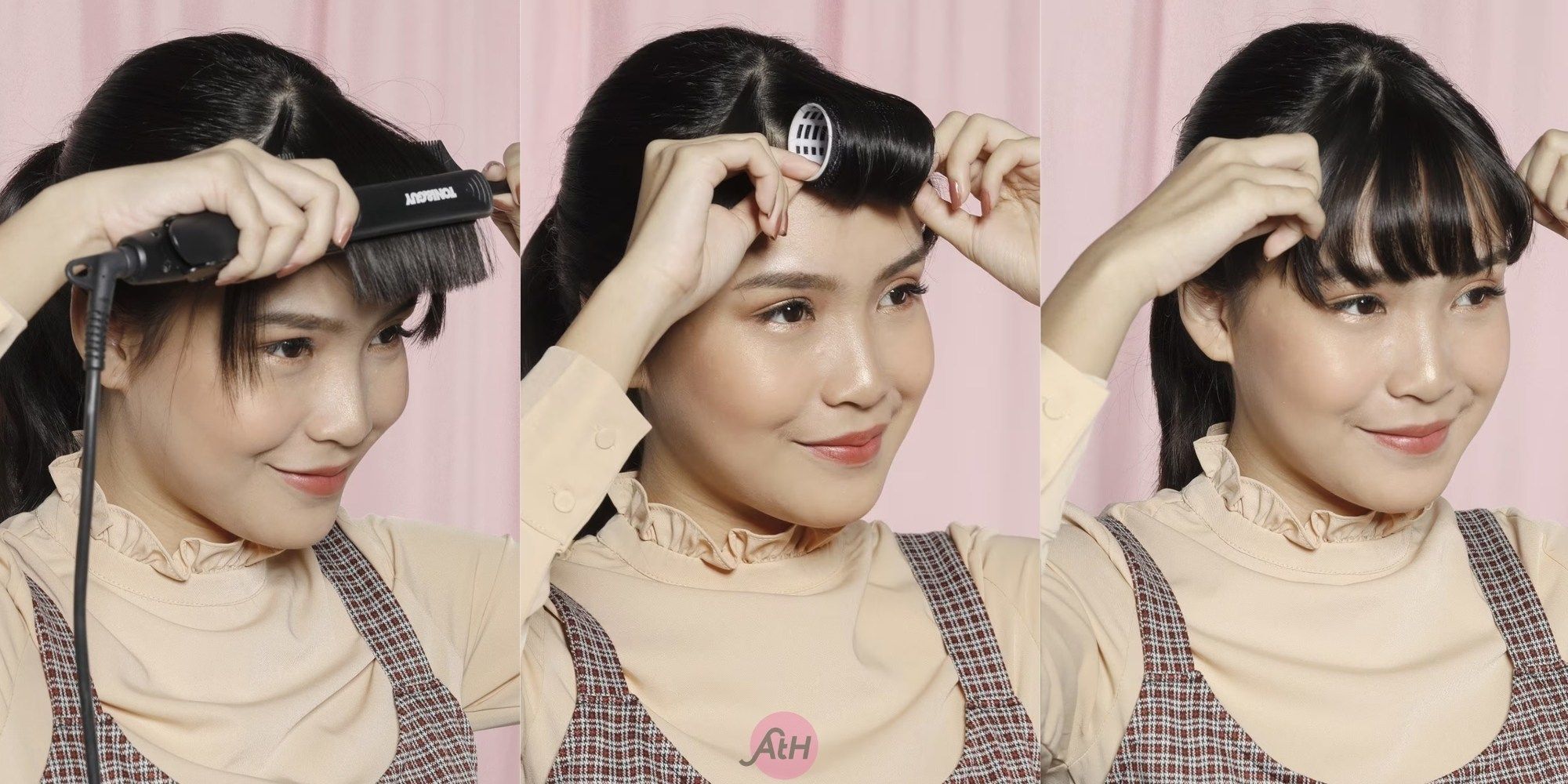 tutorial wispy bangs dengan model wanita indonesia