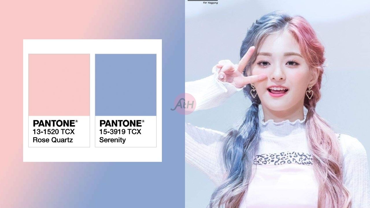 kpop idol lee nagyung dengan warna rambut biru dan pink
