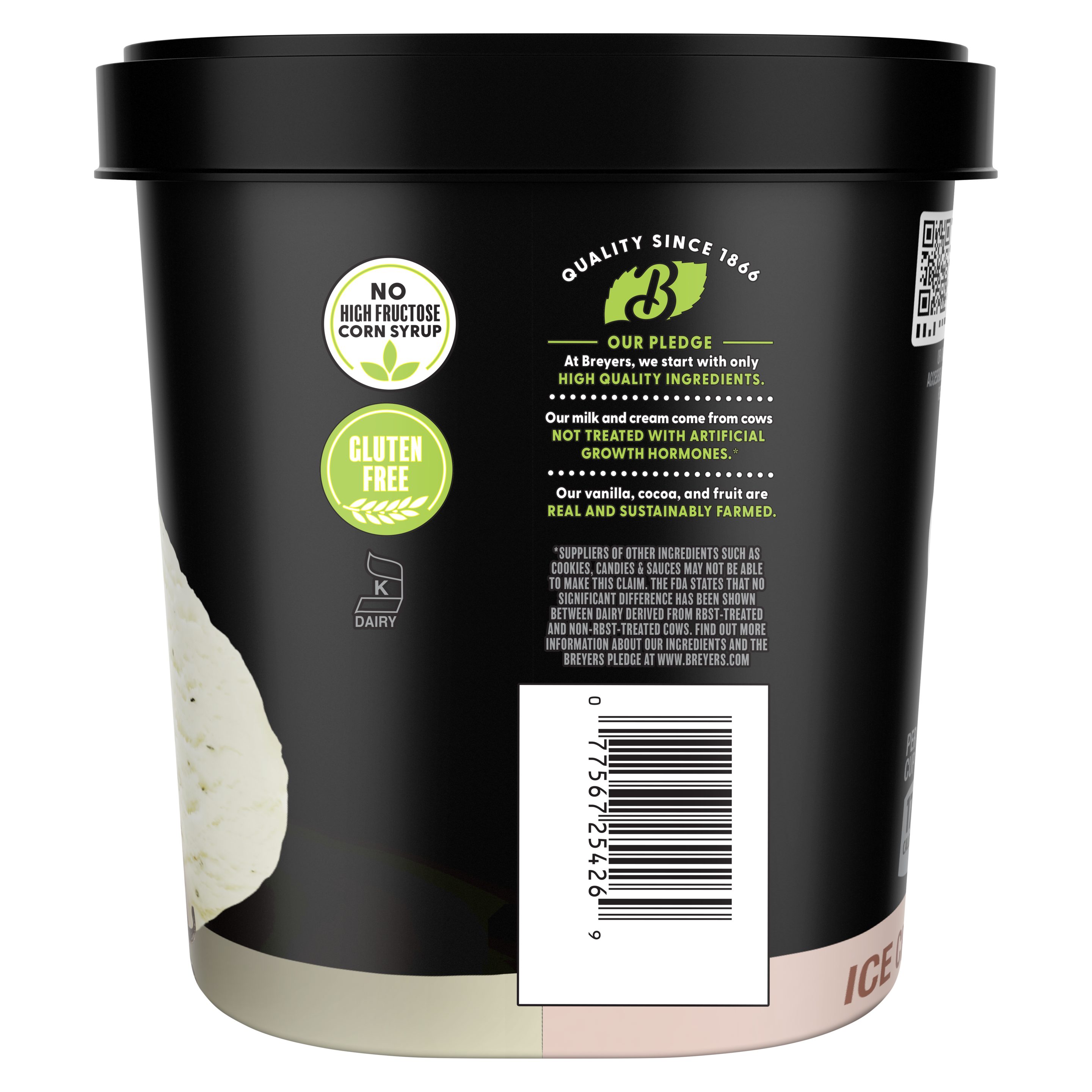 A visual showing the side of pack with badges and claims