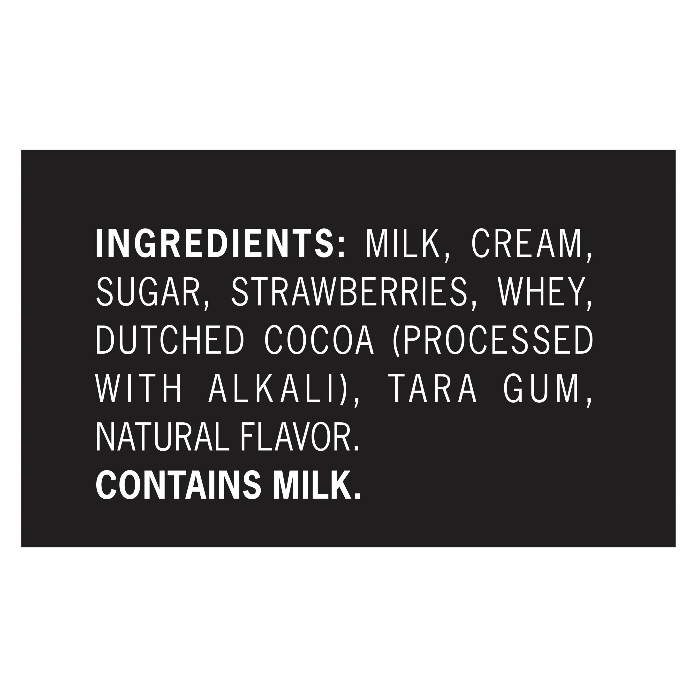 A 48 ounce tub of Breyers® Vanilla Chocolate Strawberry ingredient list