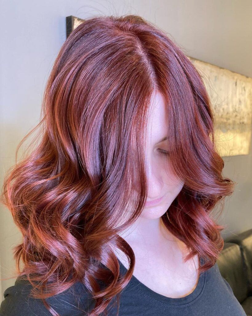 ผมทำสีไวน์แดงซินนามอนประกายส้มทอง
