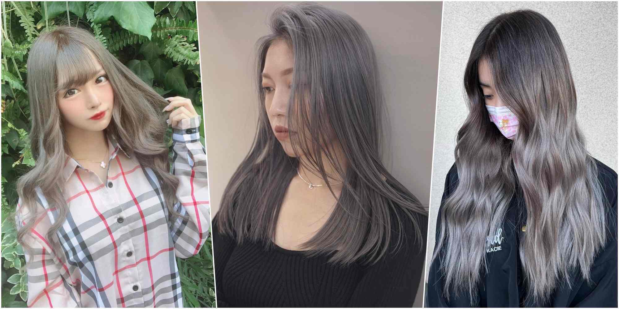 ผู้หญิงเอเชียไว้ผมยาว ทำผมสีควันบุหรี่ ผมสีเทา