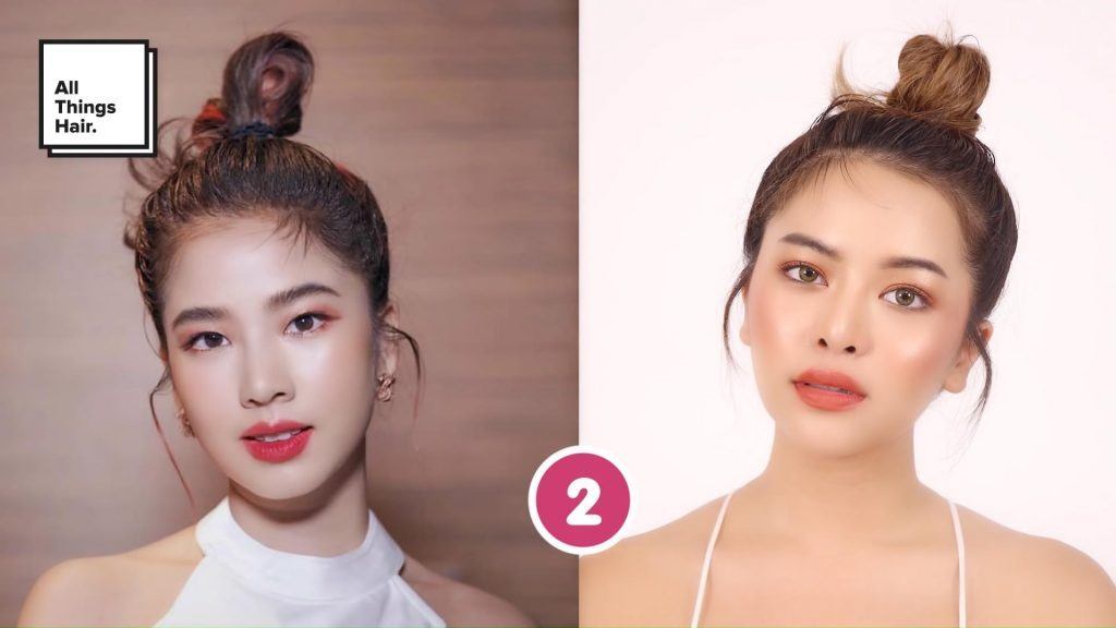 ผู้หญิงเอเชีย ผมยาว สาธิตวิธีทำ ทรงผมเกล้า