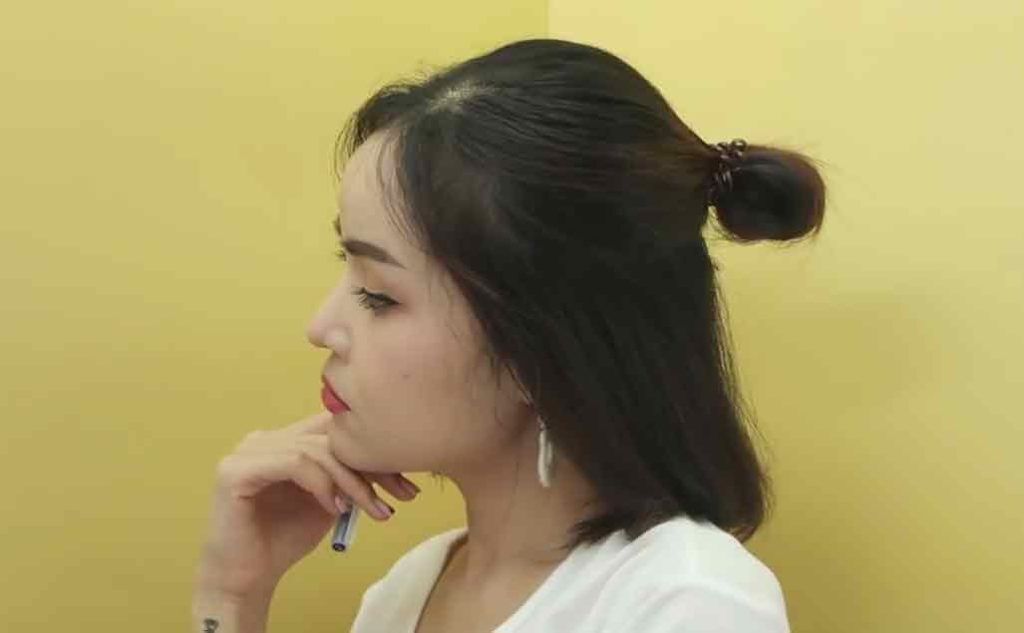 อินฟลูเอนเซอร์ไทย mynjimye กับทรงผมมัดครึ่งหัวที่เสร็จแล้ว