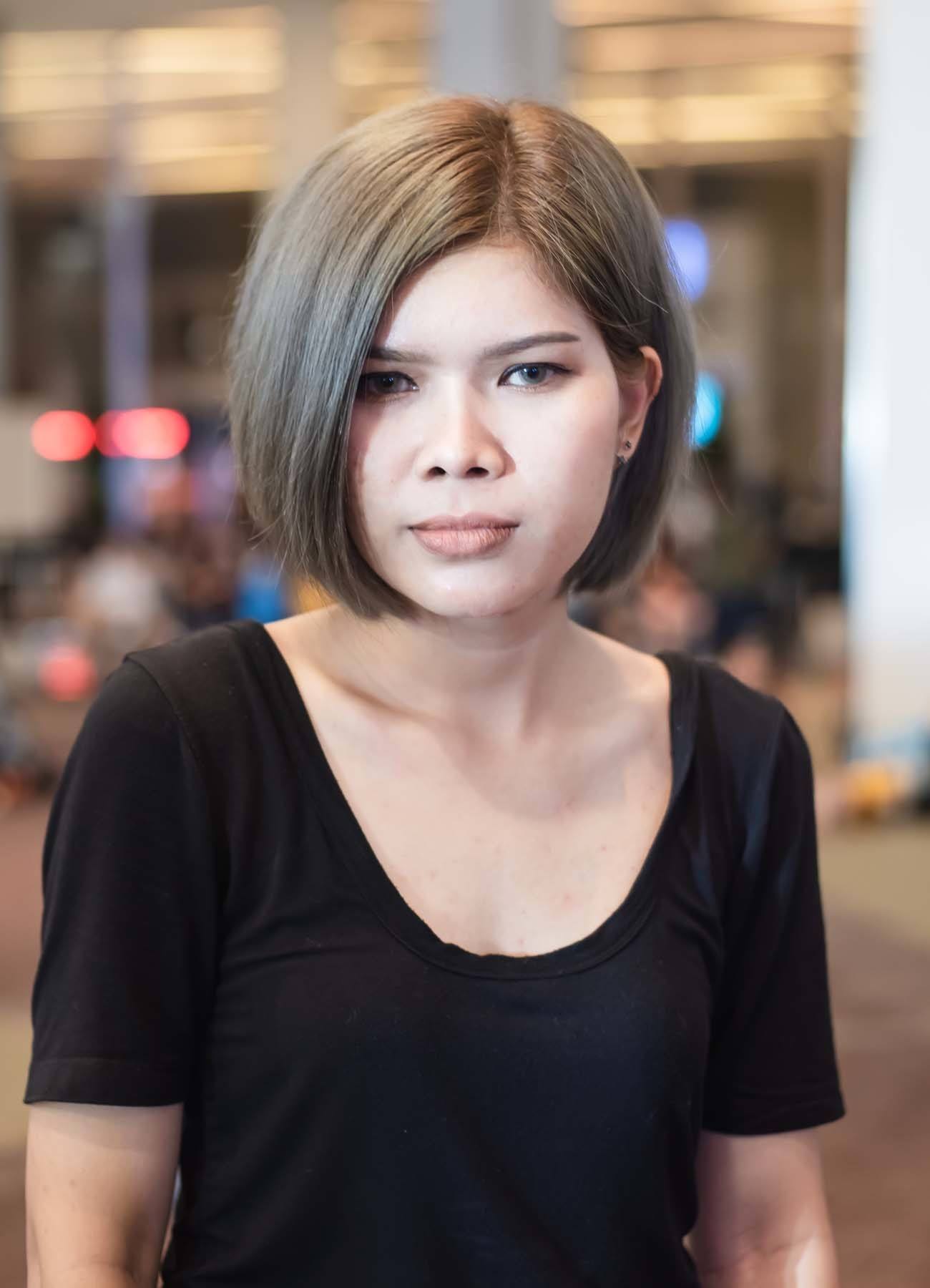 ผู้หญิงเอเชีย ผมสั้นหน้ากลม