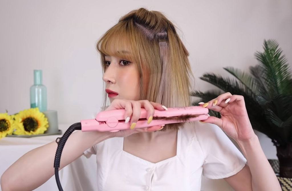 สาวไทย ไดร์หนีบผม สาธิตวิธีแต่งทรง ผมสั้นสไตล์เกาหลี