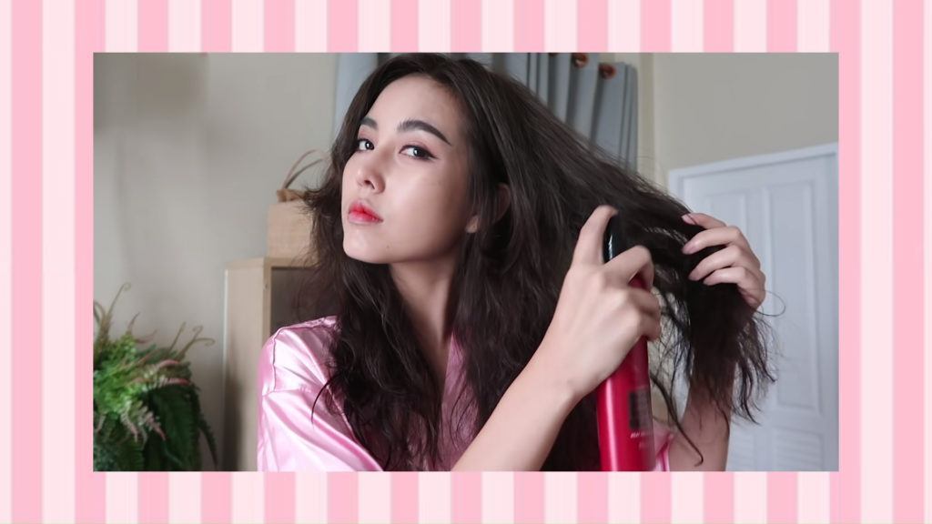 ผมยาว ผมลอน ผมมีวอลลุ่ม ม้วนผม ฉีดสเปรย์