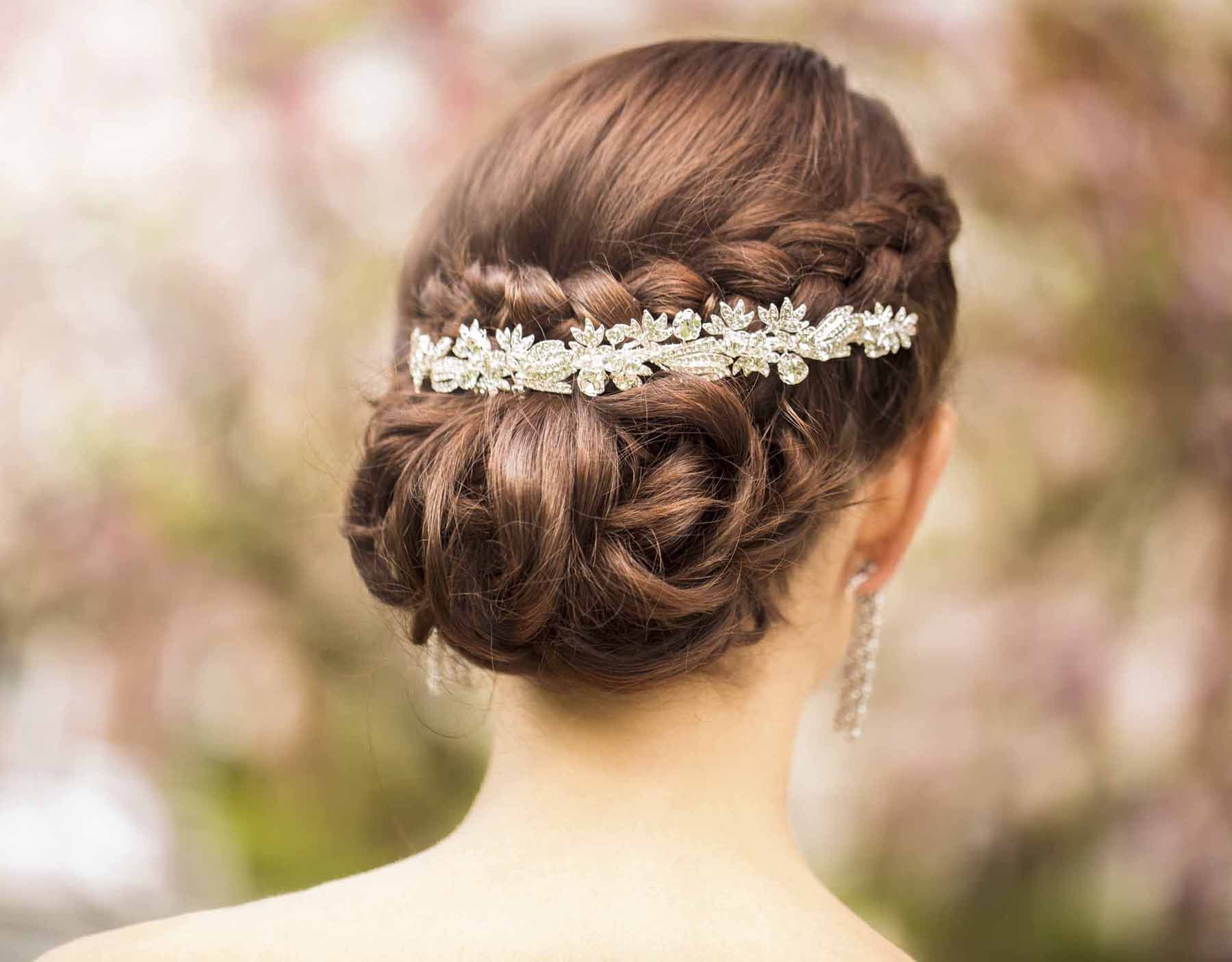 Luxury diamond tiara in bridal hairstyle