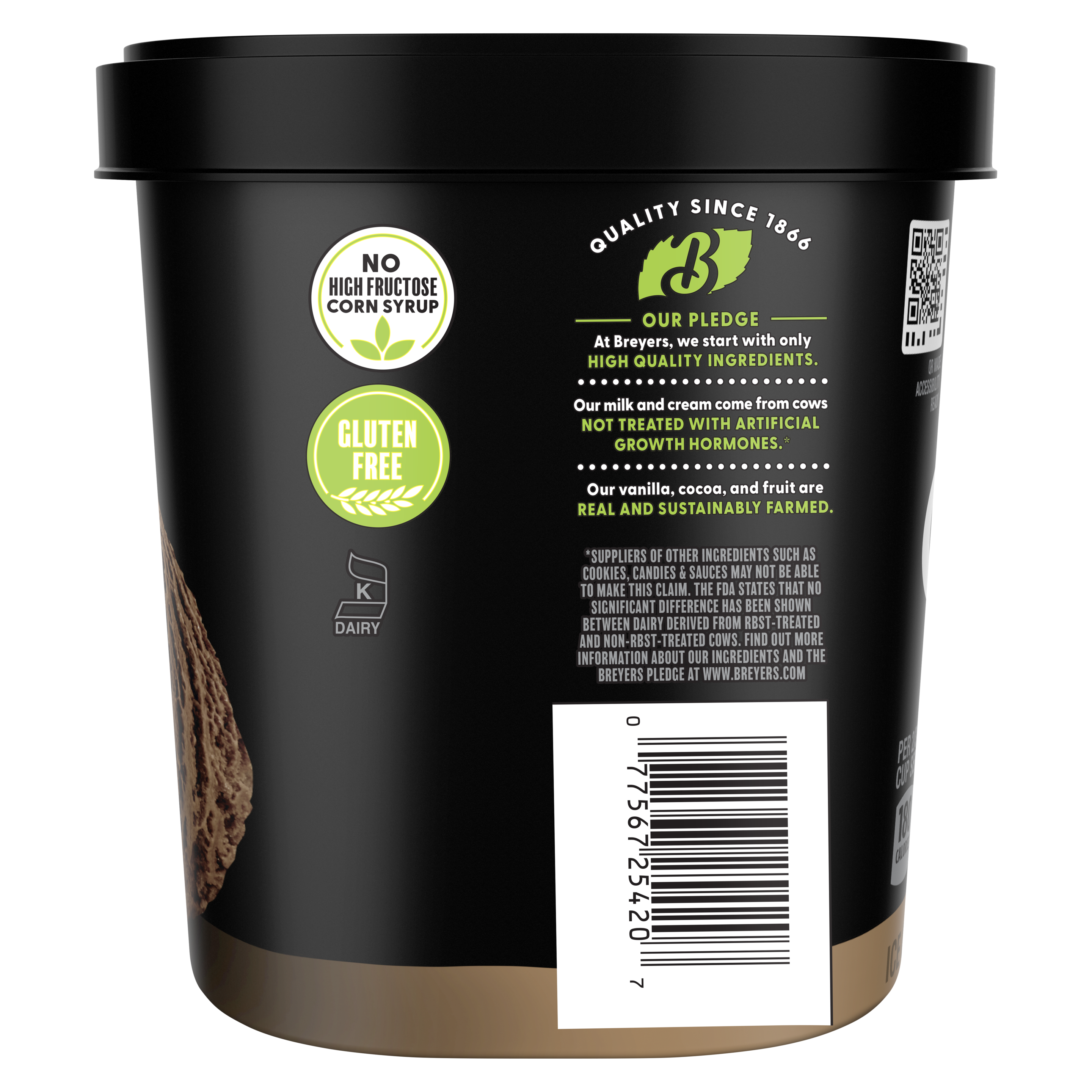 A 56 ounce tub of Breyers® Chocolate ingredient list