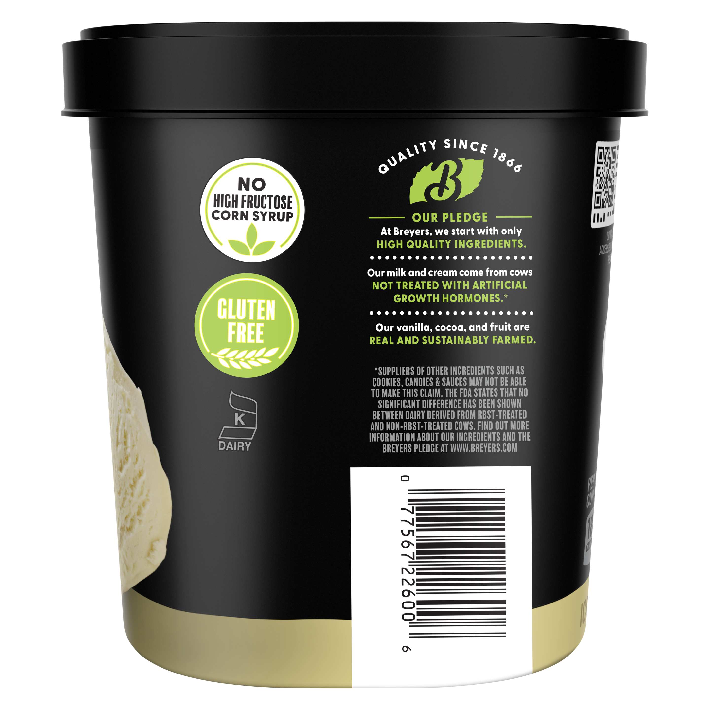 Imagen que muestra el lateral del envase con diversas afirmaciones sobre el producto.