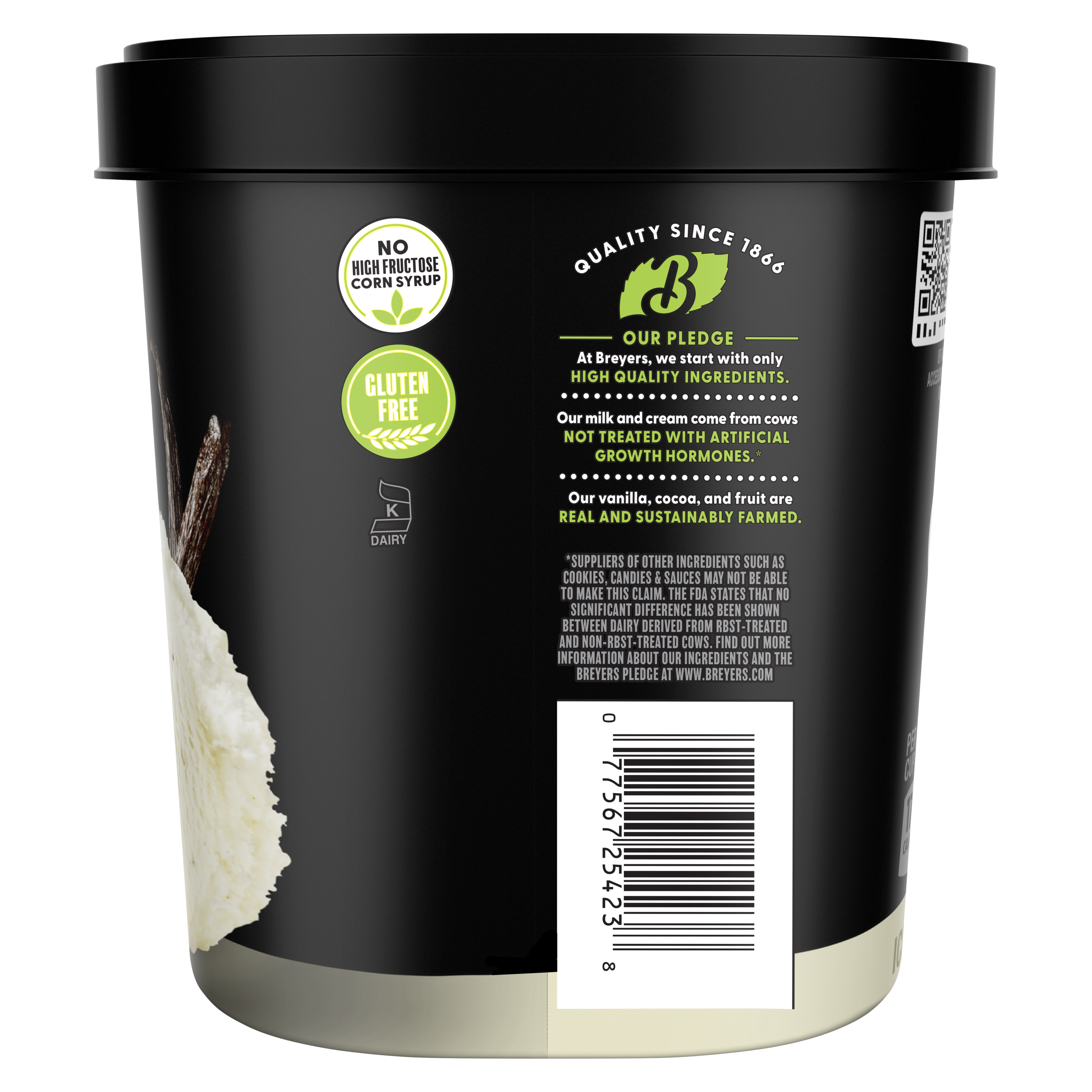 A visual showing the side of pack with badges and claims