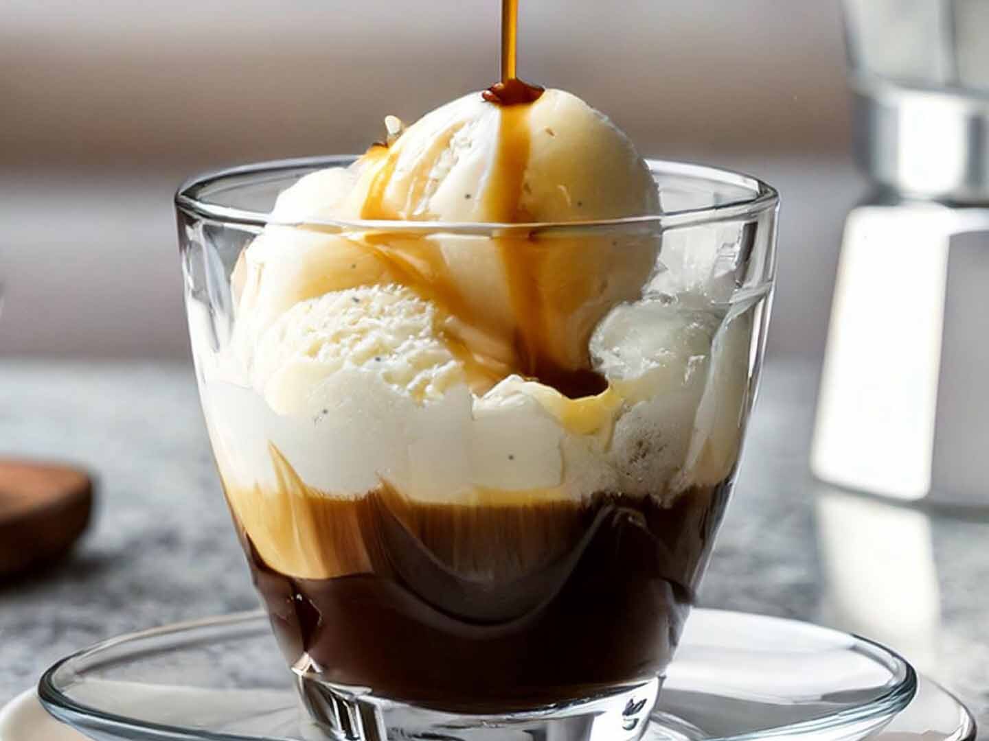 Vanilla ice cream affogato