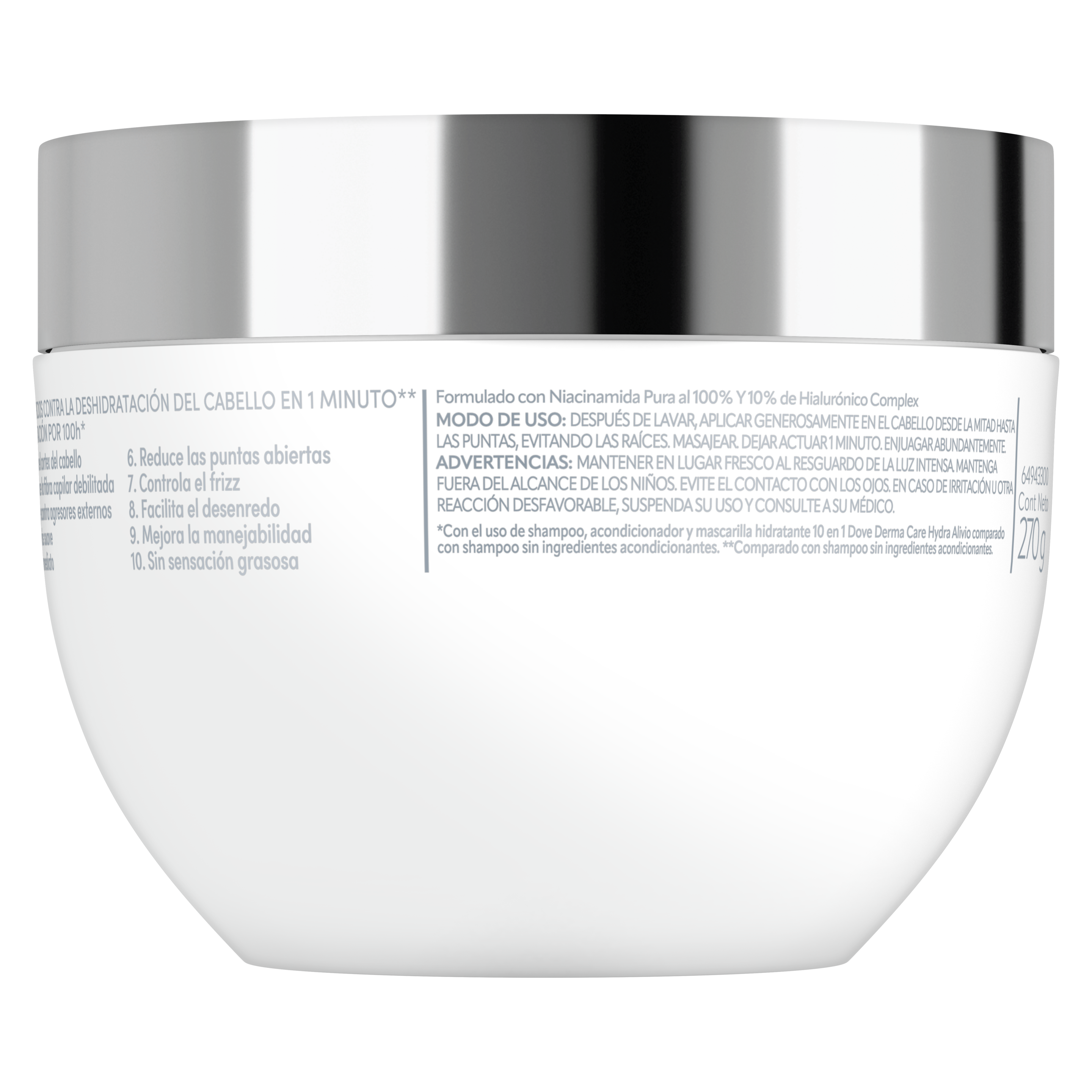 Mascarilla capilar Dove Derma Care Hydra Alivio 270 g
