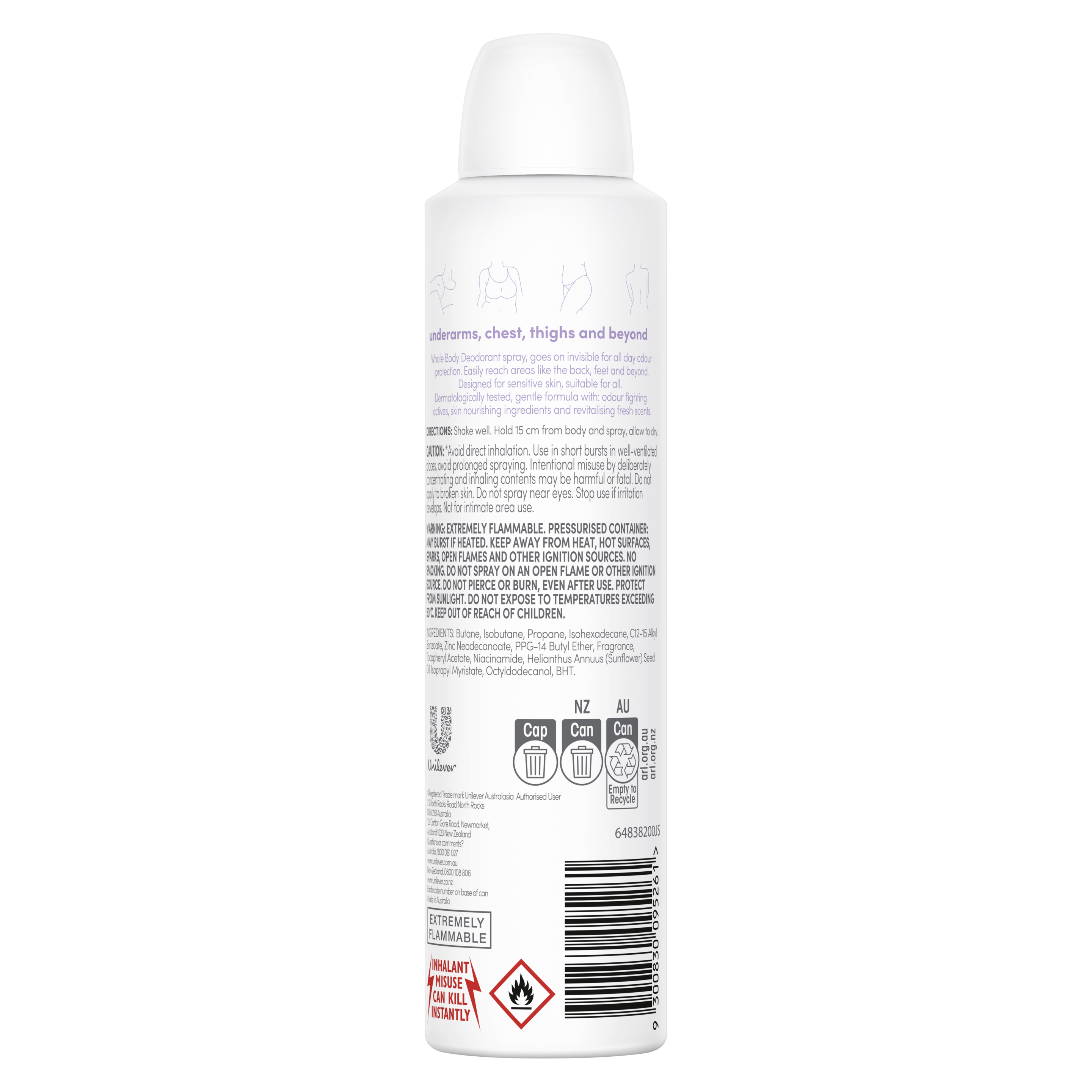 Women's Lavender & Chamomile Whole Body Deodorant Aerosol 230mL