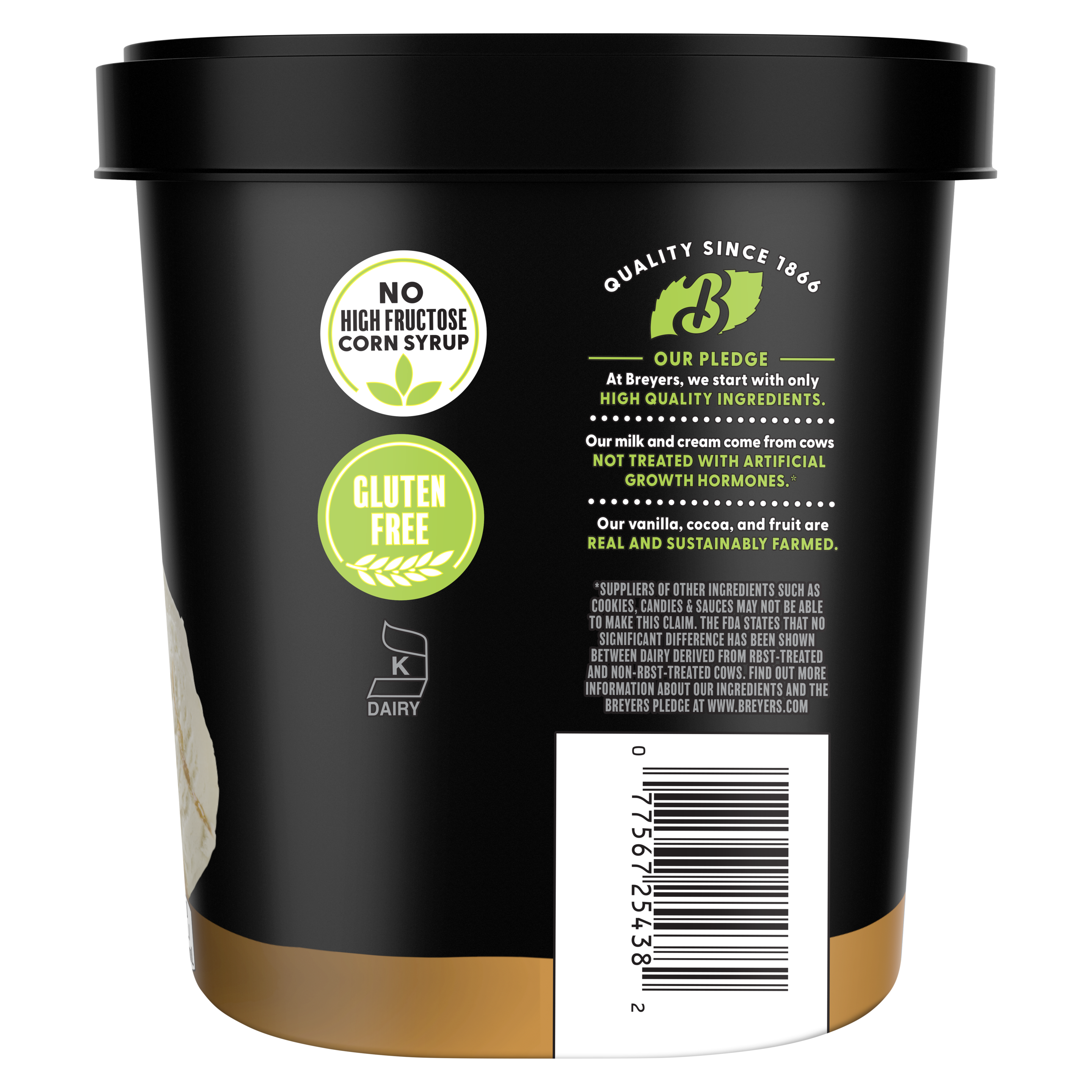 Imagen que muestra el lateral del envase con diversas afirmaciones sobre el producto.