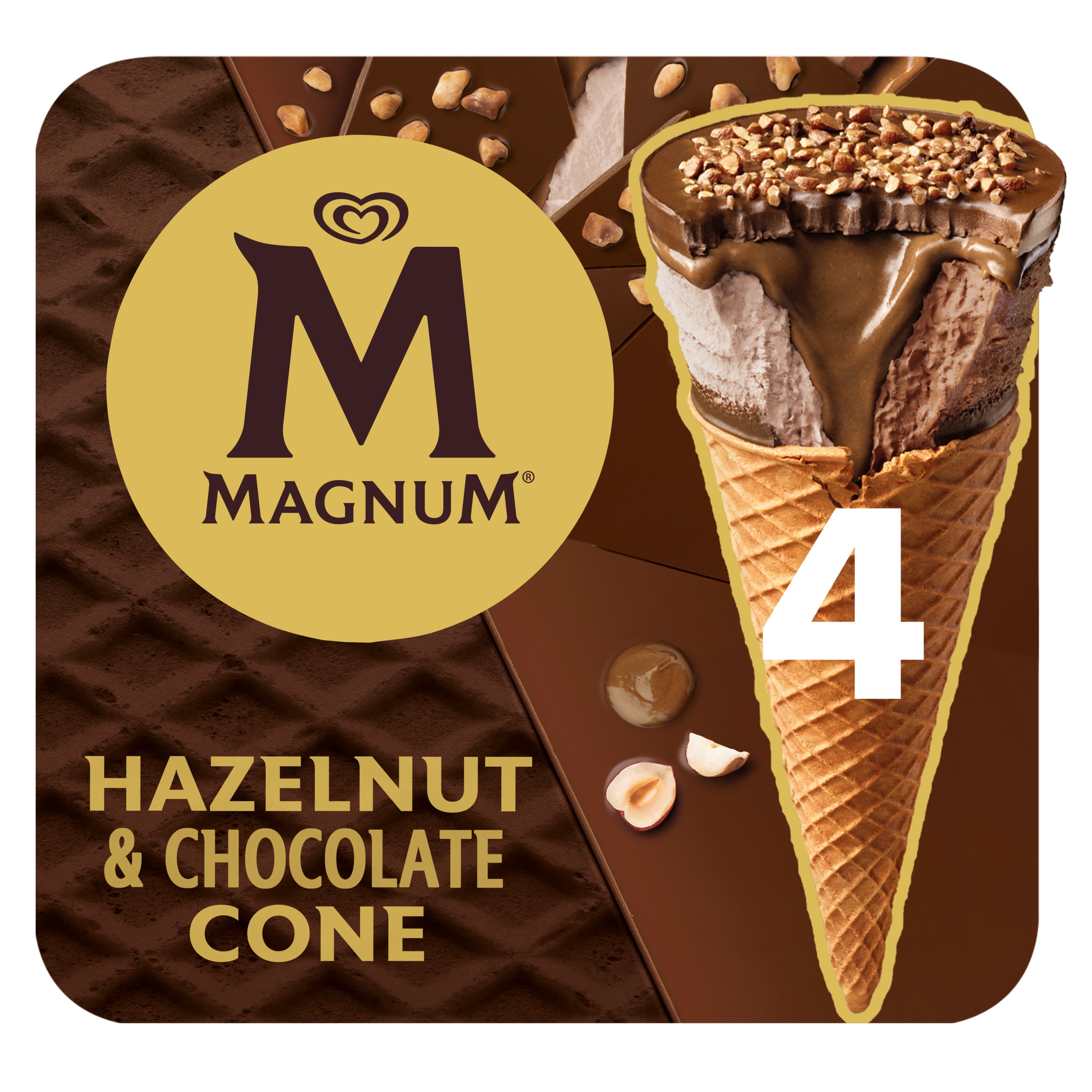 Magnum Cornet Hazelnut & Chocolate 4 x 90 ml - Magnum Schweiz packshot
