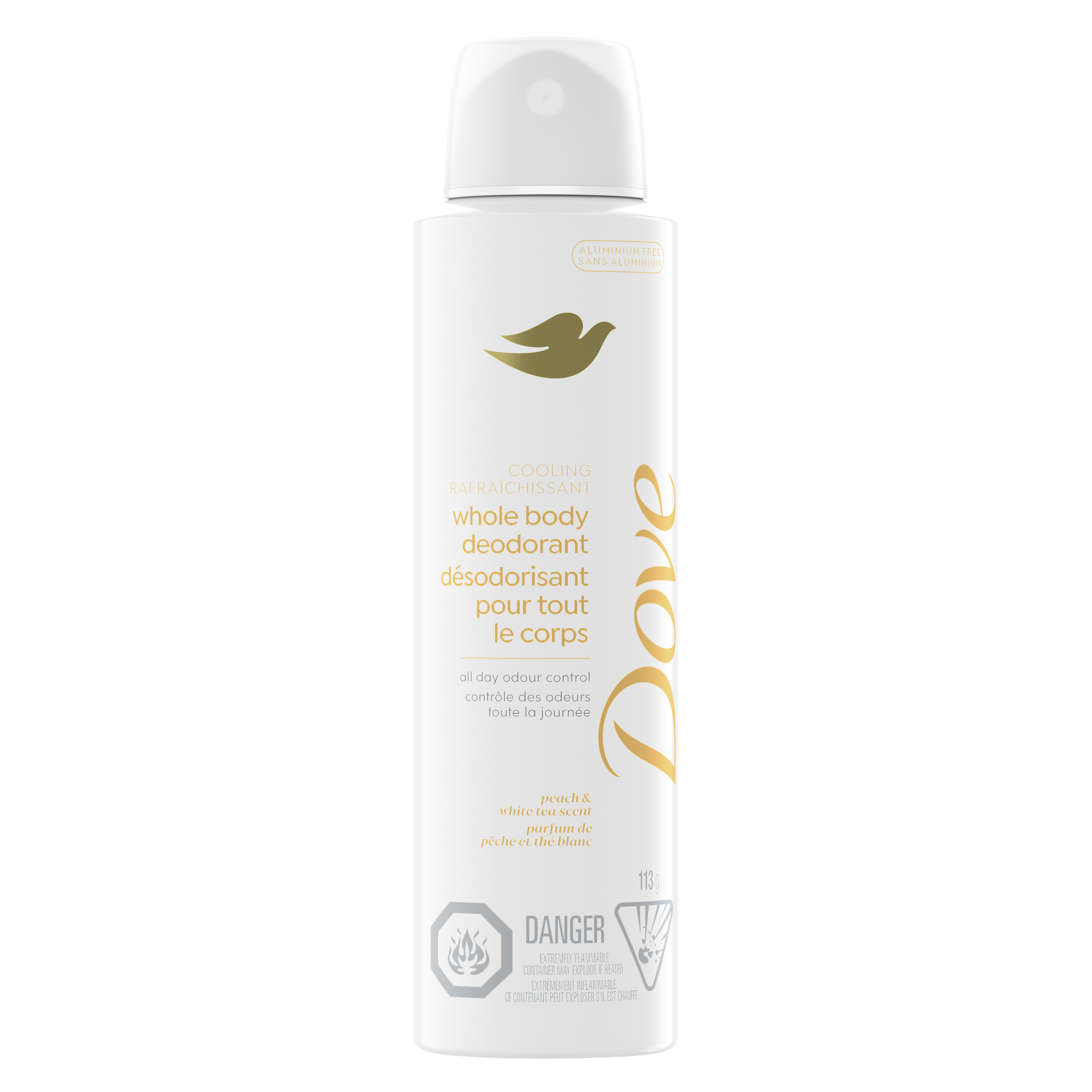 Désodorisant pour tout le corps Dove Pêche et thé blanc packshot