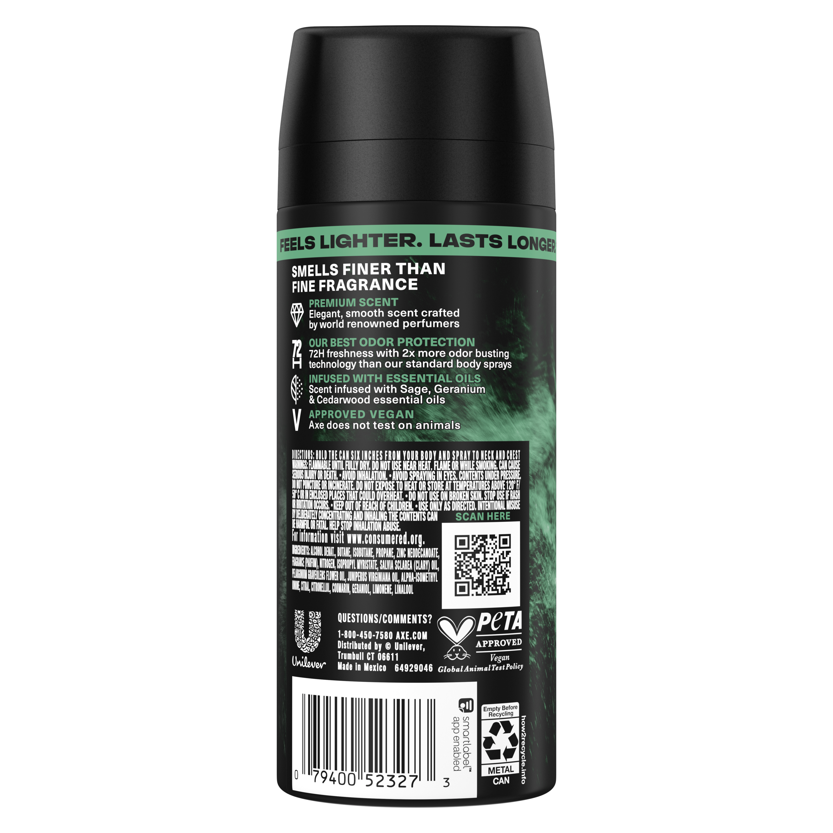 Emerald Sage Premium Deodorant Body Spray Back