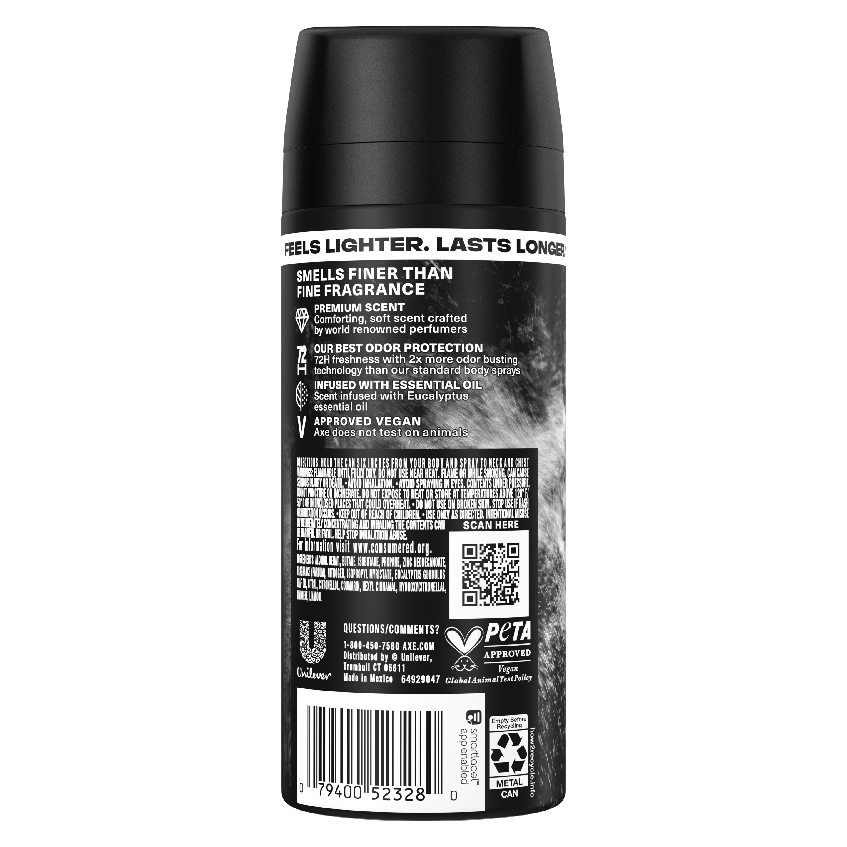 Pure Coconut Premium Deodorant Body Spray Back