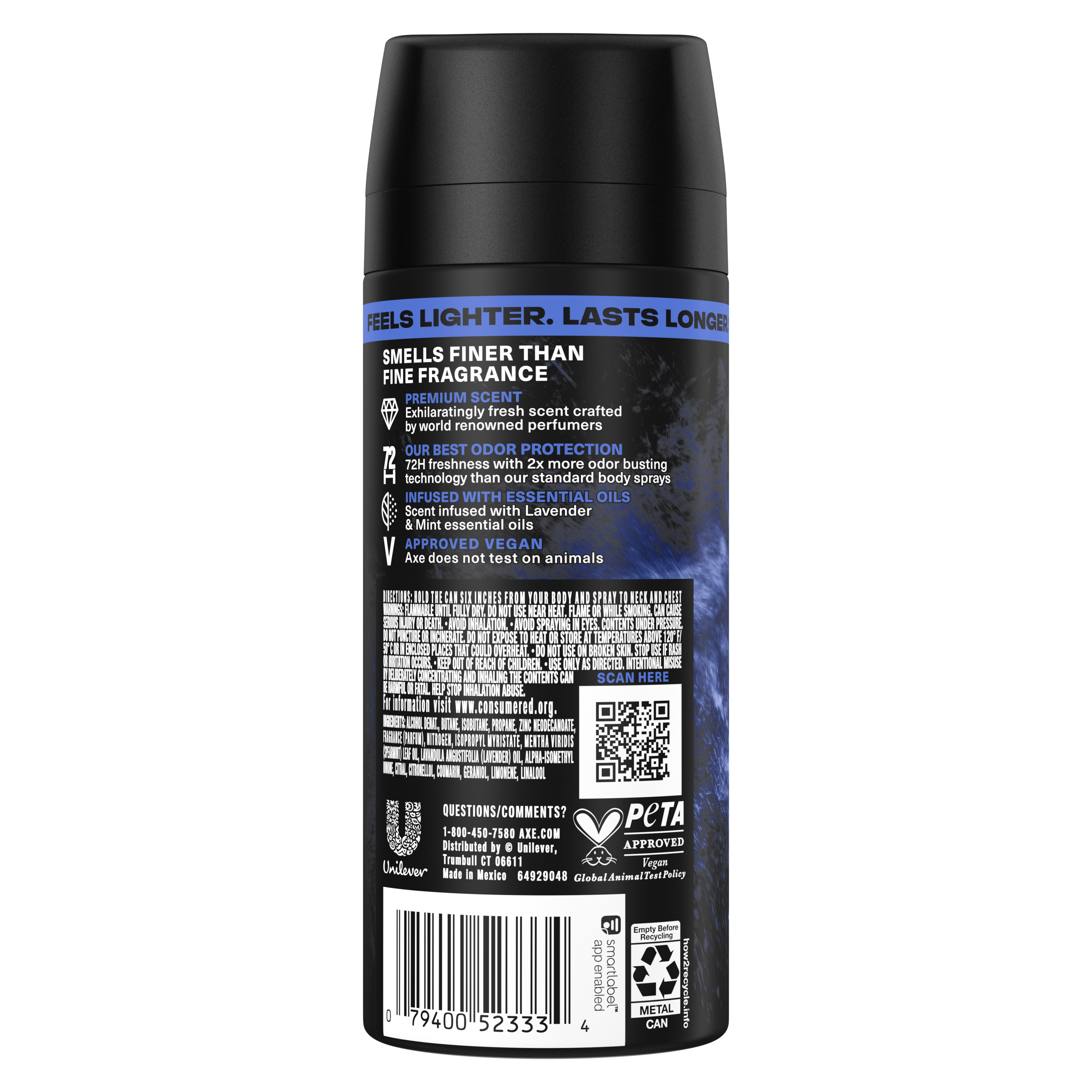 Blue Lavender Premium Deodorant Body Spray Back
